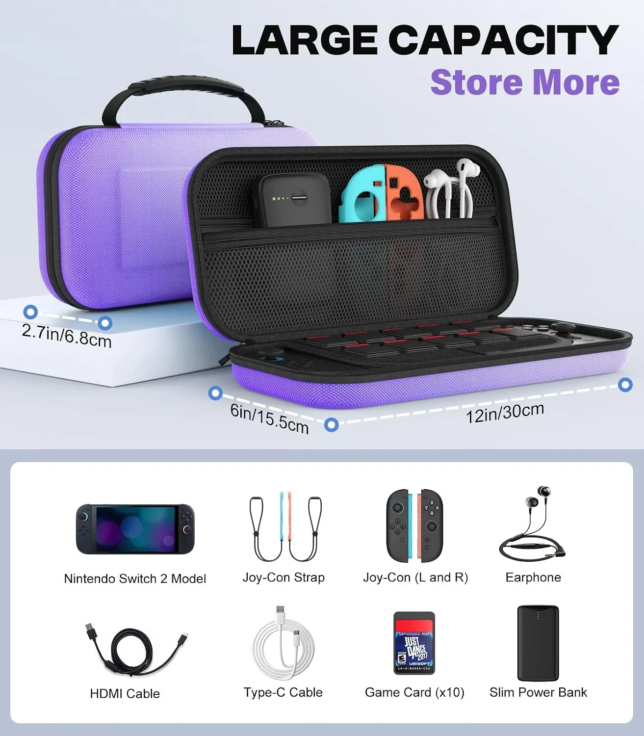 MoKo Carrying Case for Nintendo Switch 2 2025 Holds 10 Cartridges w/Pockets