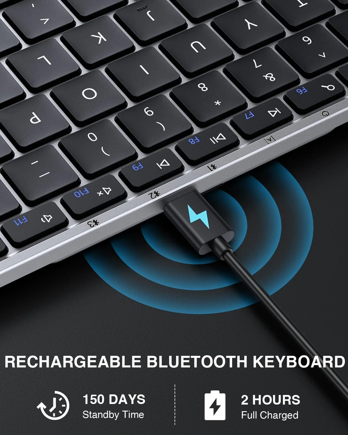 ProtoArc XK01 Full-Size Foldable Bluetooth Keyboard for Travel, Silver
