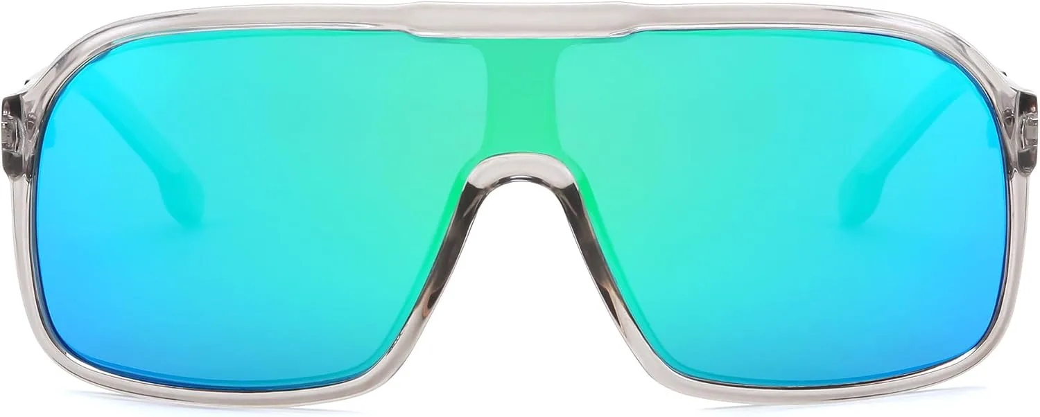 FEISEDY Fashion Polarized Sunglasses Oversized One Piece Reflective Lens Sports Sun Glasses B0122