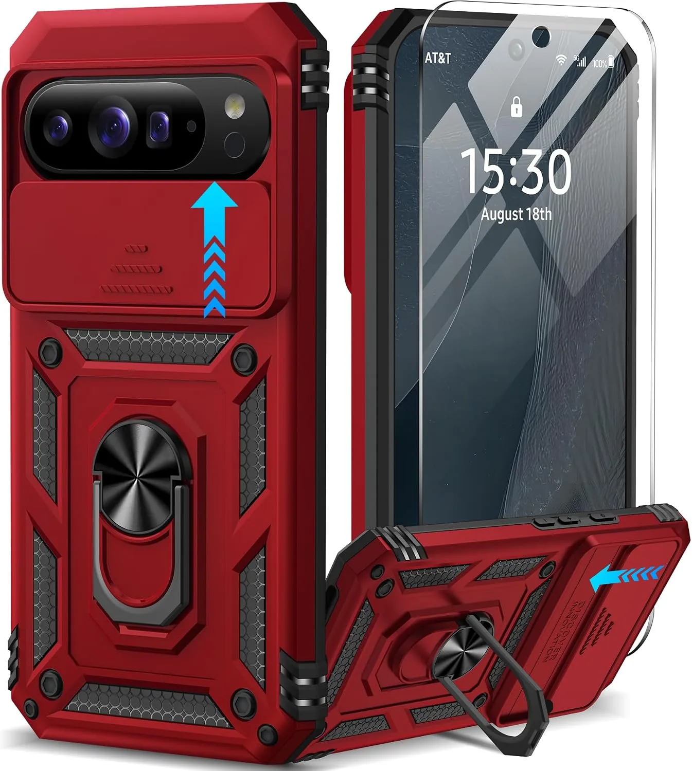 Taisairu for Google Pixel 11 Pro XL Case with Screen Protector,Red