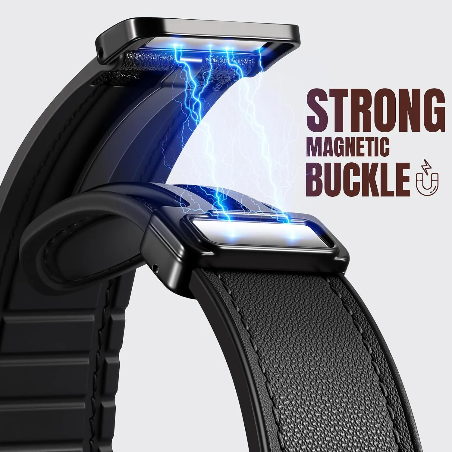 Charlam Magnetic Leather Bands Compatible with Samsung Galaxy Watch 7 Band 6 5 4 FE Active 2 40mm 44mm/Watch 6/4 Classic/Watch 5 Pro/3, 20mm Genuine Leather Straps for Samsung Watch Bands Men Women