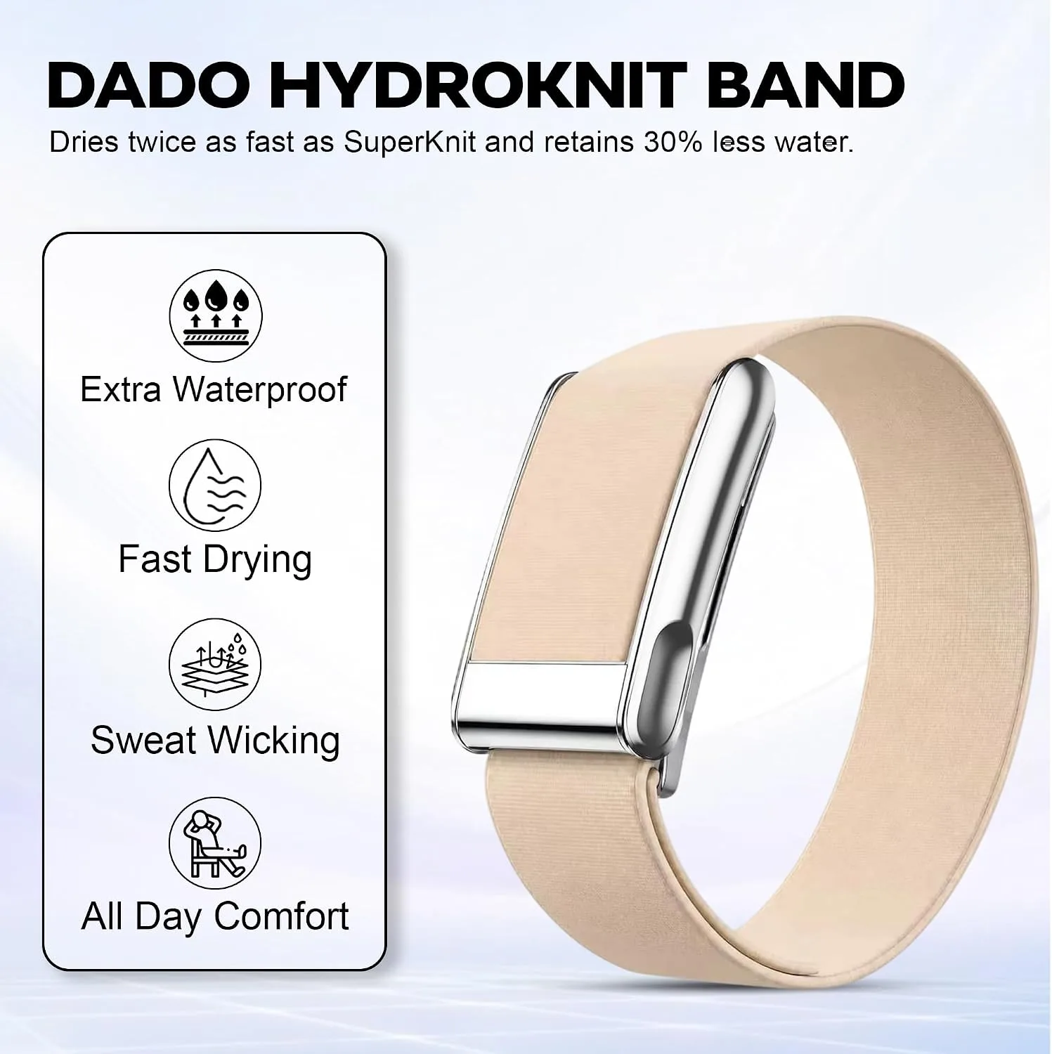 DADO HydroKnit Waterproof Nylon Sport Band Compatible with WHOOP 5.0, One, Peak, and Life | Elastic, Fast-Drying, Water-Resistant, and Comfortable Strap for Active Lifestyles