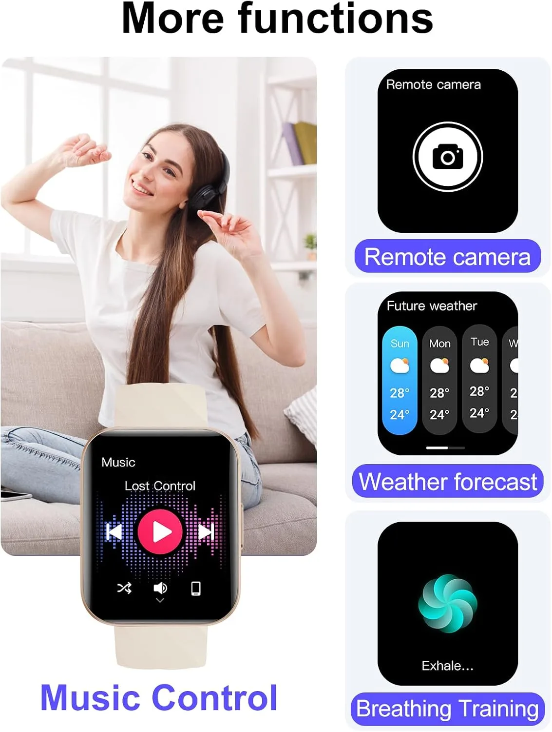 Smart Watch for Women Men, Answer/Make Calls, for iPhone/Android off-White