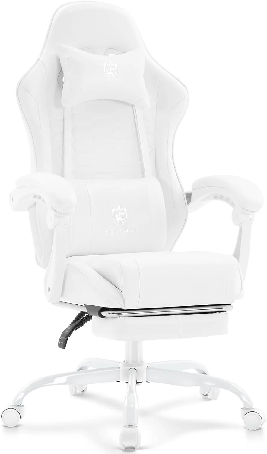 Gaming Chair,Computer Office Chair with Massage,Gel Pad,White