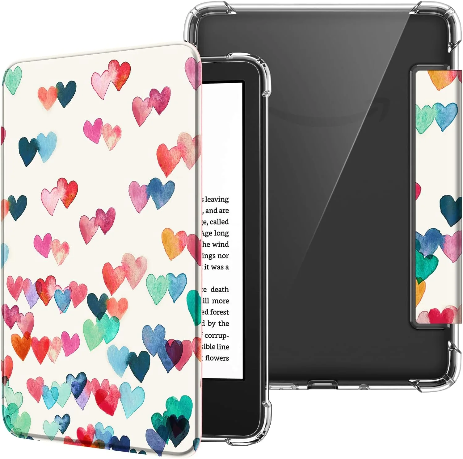 Fintie Slim TPU Case for 6" Kindle 11th Generation 2024/2022,Raining Hearts