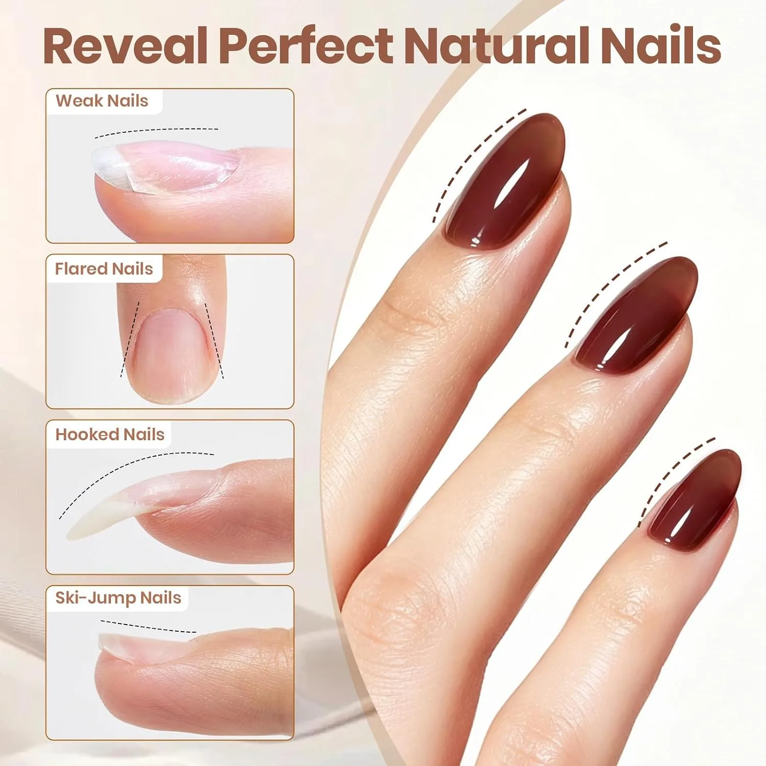 Beetles Hard Gel for Nails Ember Brown, TPO & HEMA-FREE & Flat Nail Brush