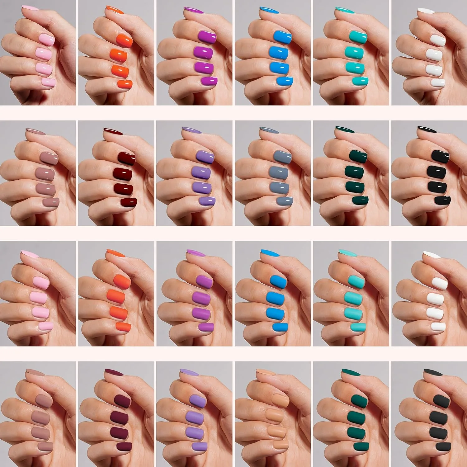 Beetles Press on Nails Kit - 576Pcs 24 Colors Short Square