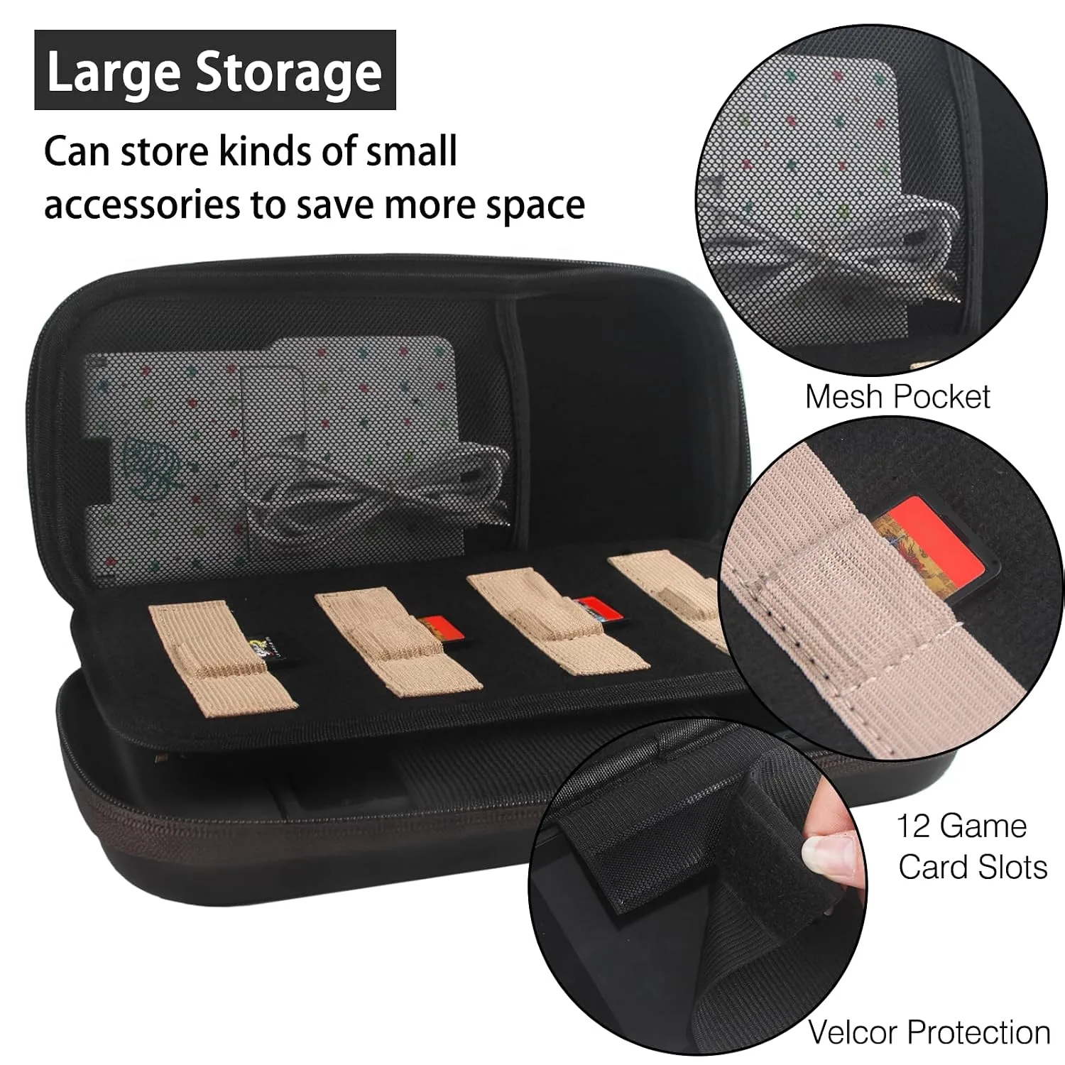 TIKOdirect Carrying Case for Switch OLED Model 2021 - Portable Travel Accessories With Soft Protective Case, Screen Protectors and 4 Thumb Grip Caps, Black