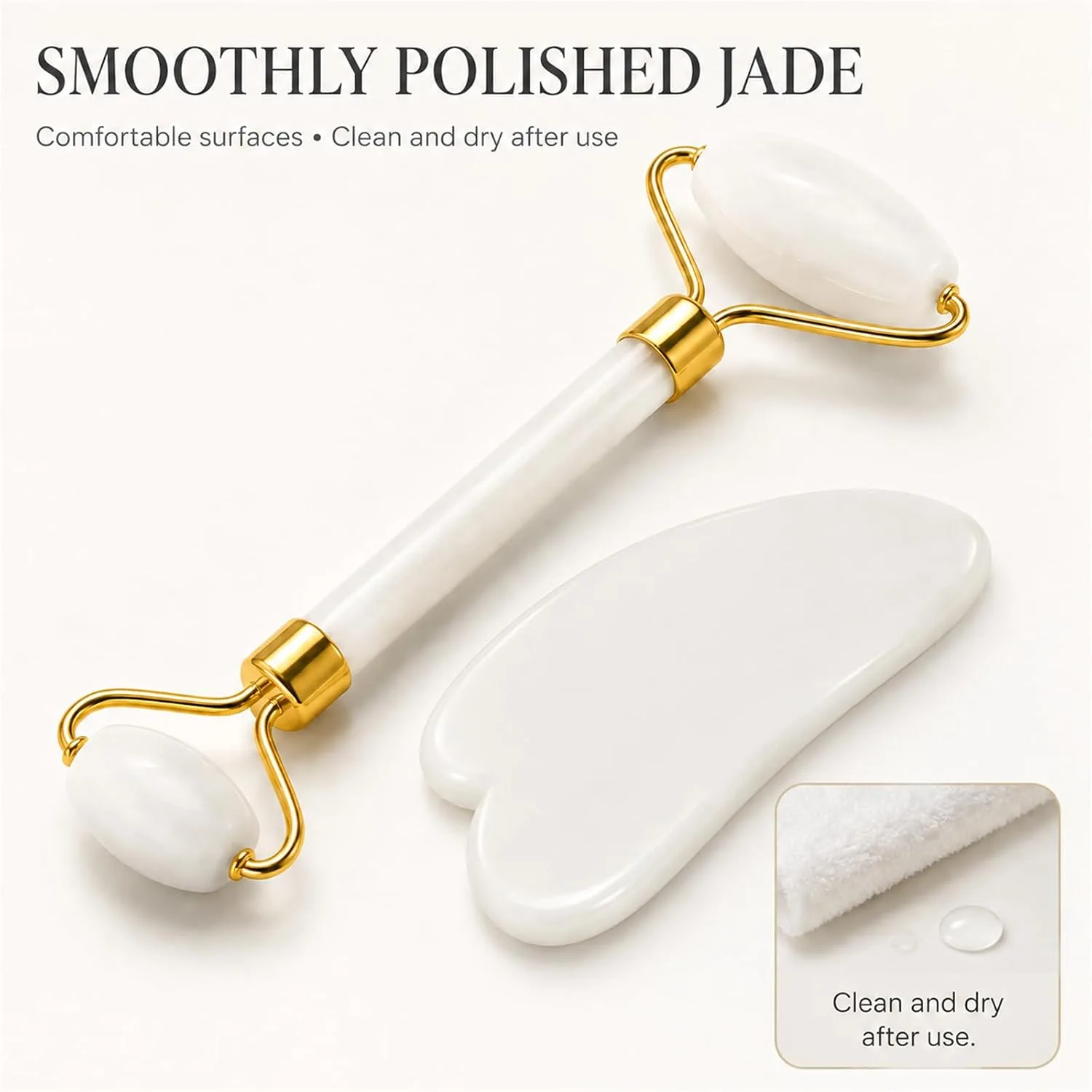 Gua Sha & Jade Roller Set for Face and Body