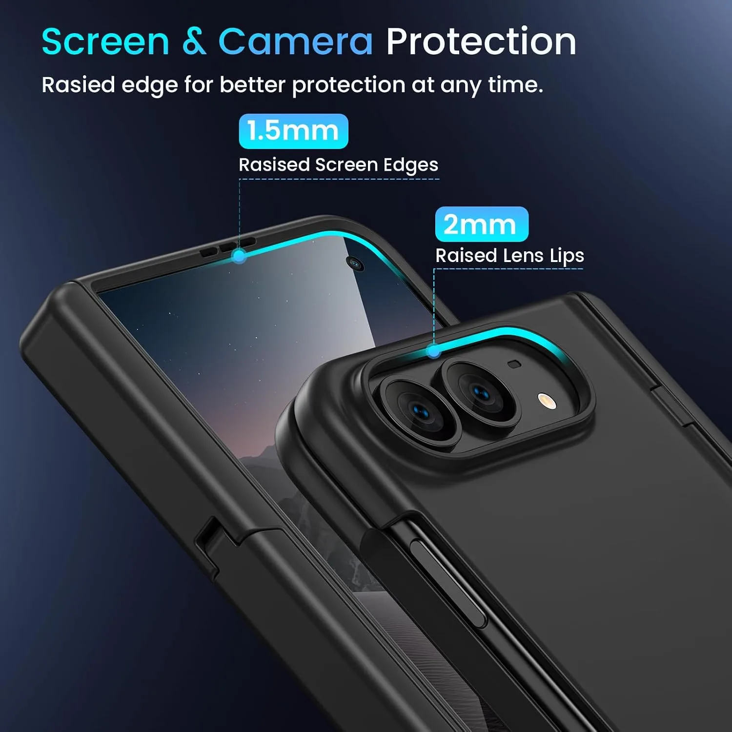 Magnetic for iPhone Duo Case with Screen Protector & Hidden Kickstand Black