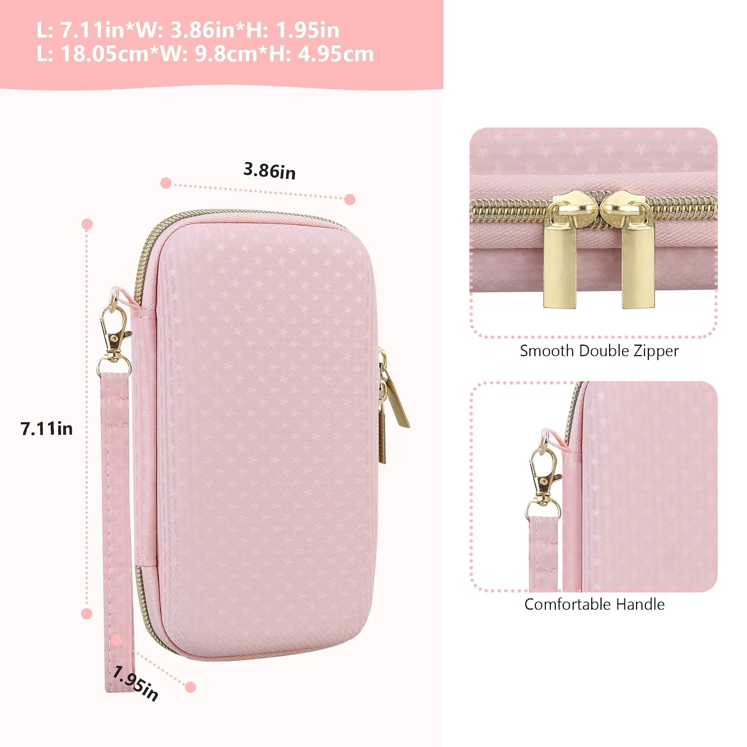 Supmay Hard Carrying Case Compatible with Nintendo DS Lite NDSL, Gameboy Advance Games Storage Holder Travel Bag with Mesh Pocket for USB Charging Cable, Stylus, Earphones, Game Cartridge, Pink