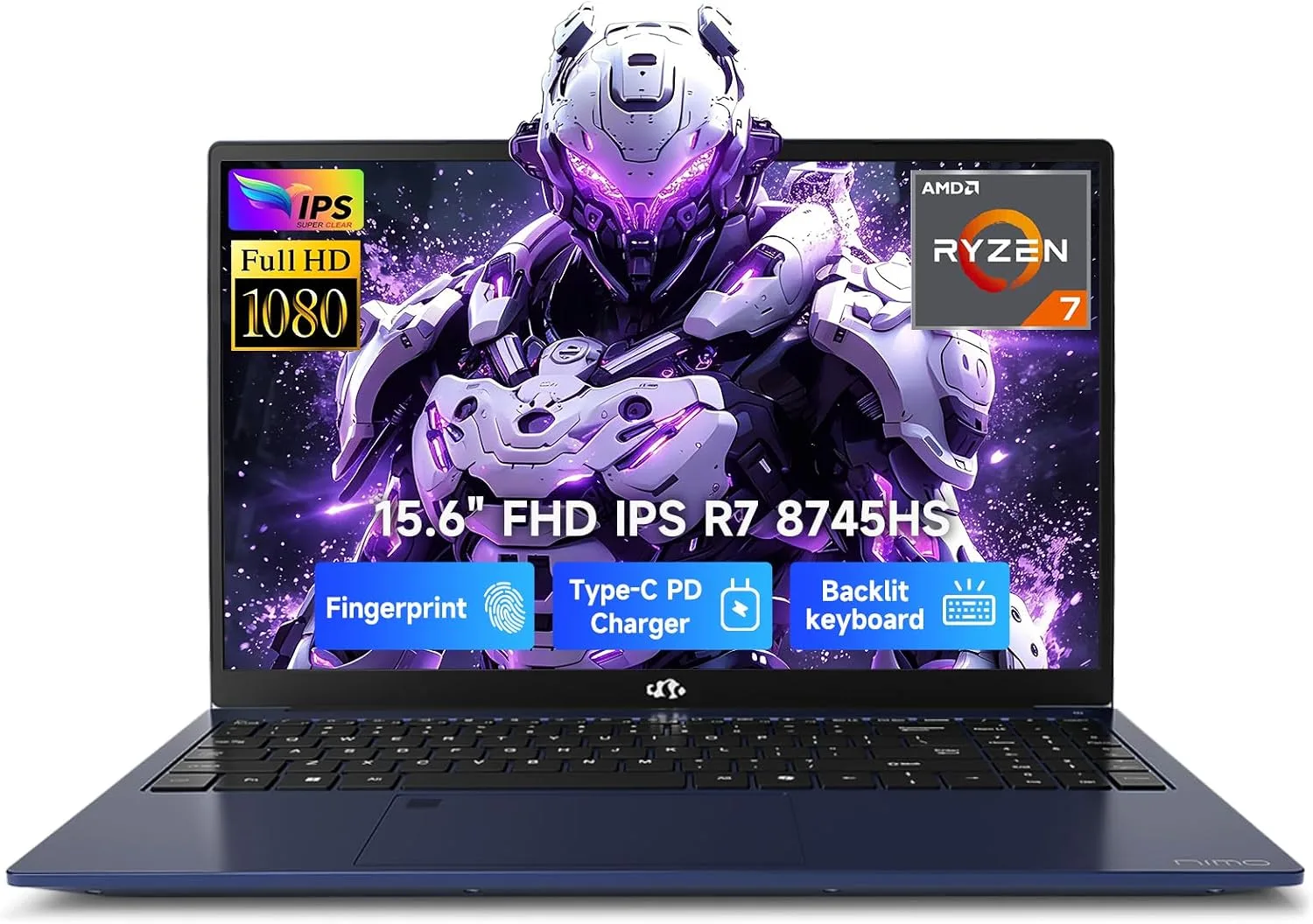 NIMO 15.6 FHD AI Laptop, 32GB 5600MHz DDR5 1TB SSD Ryzen 7 8745HS 8 Core