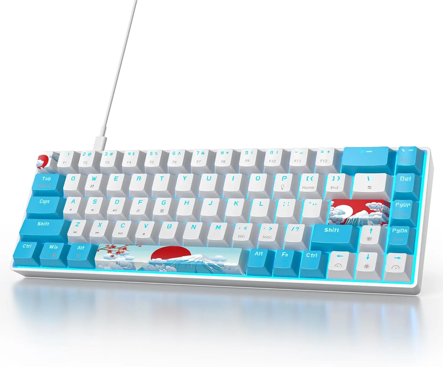 Teclado Gamer Mecánico Owpkeenthy 65% 68 Teclas Azul RGB