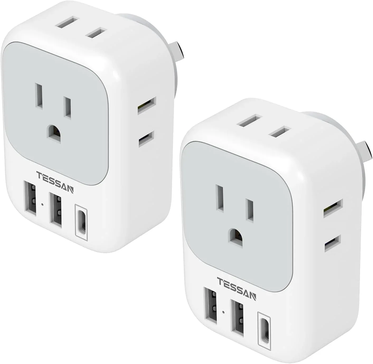 TESSAN Australia Plug Adapter, New Zealand Power Adaptor, 2 Pack