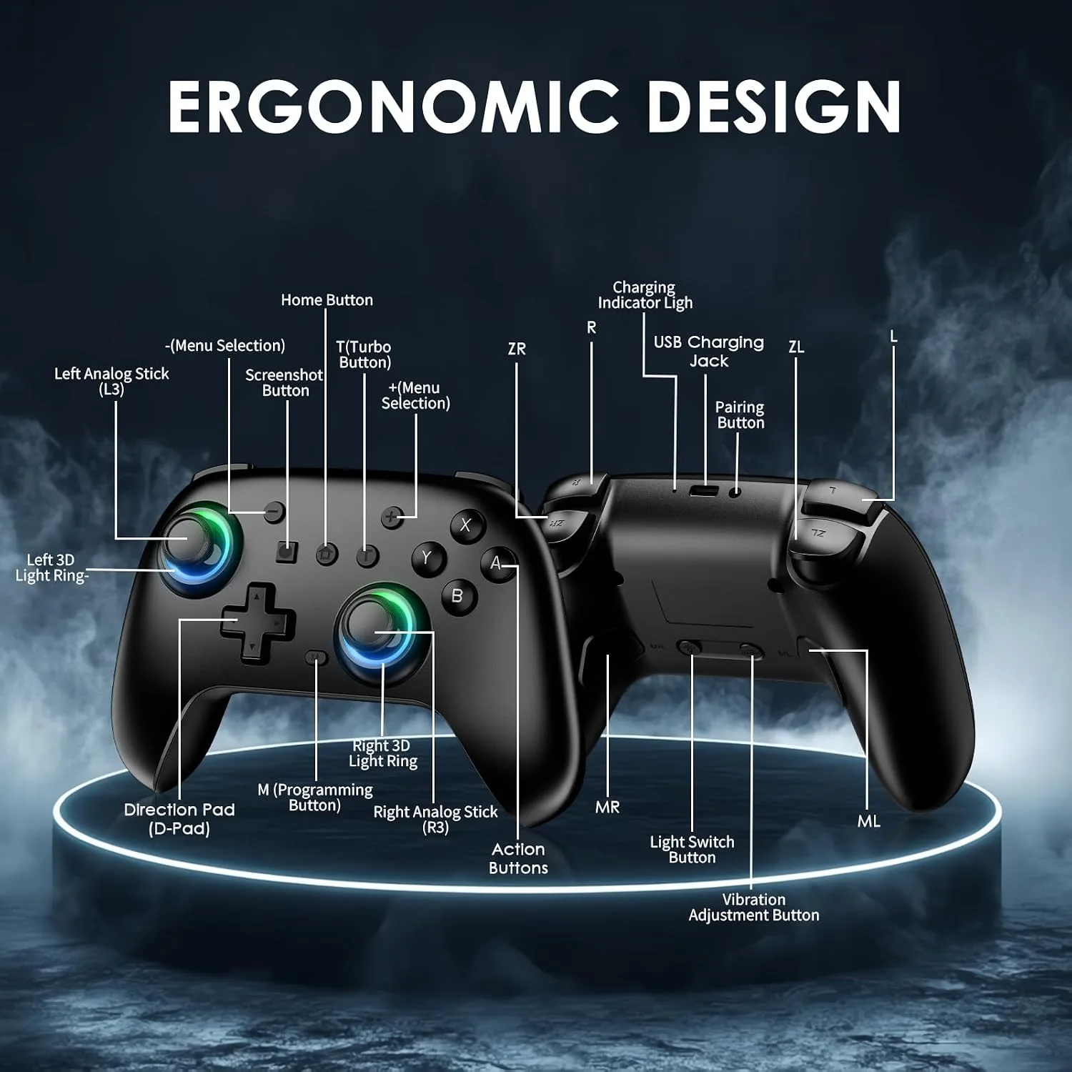 Switch Controllers 2 Pack with Charging Dock, Switch 2 Controller for Nintendo Switch/Switch 2/Lite/OLED, Wireless Switch 2 Pro Controller with RGB/Wake up/6-Axis Gyro/Dual Vibration/Turbo/Screenshot