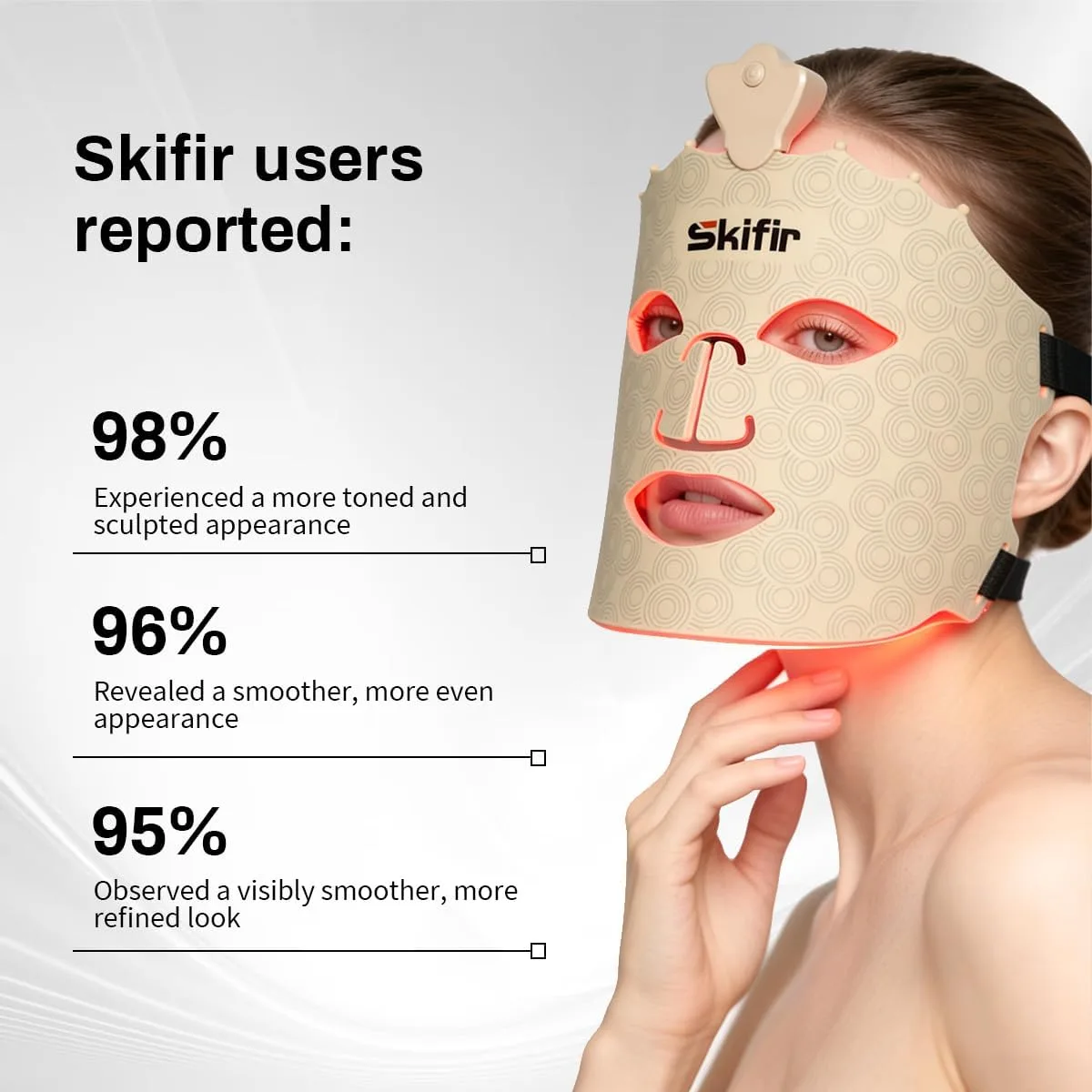 Wireless Photoelectric Beauty Red Light Mask Sustainable, Rechargeable and Ergonomic Design for Home & Travel (Brown)
