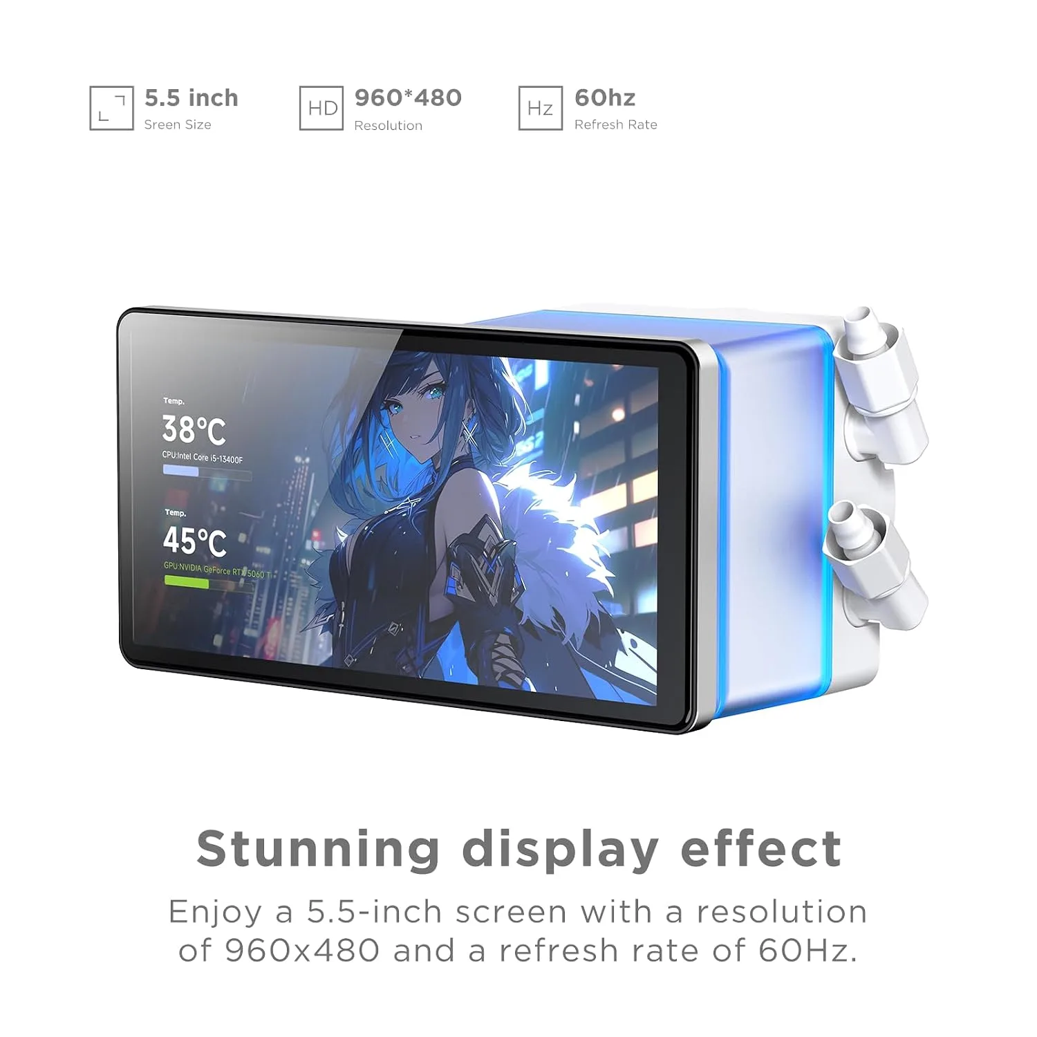 PF 360 CPU Water AIO Cooler Liquid Cooling|5.5-inch LCD Magnetic Screen|360mm ARGB Infinity Mirror 2000RPM PWM Fan|Lower Noise ≤30DBA|for Intel LGA1851/1700/1200/115X AMD AM4/AM5-White