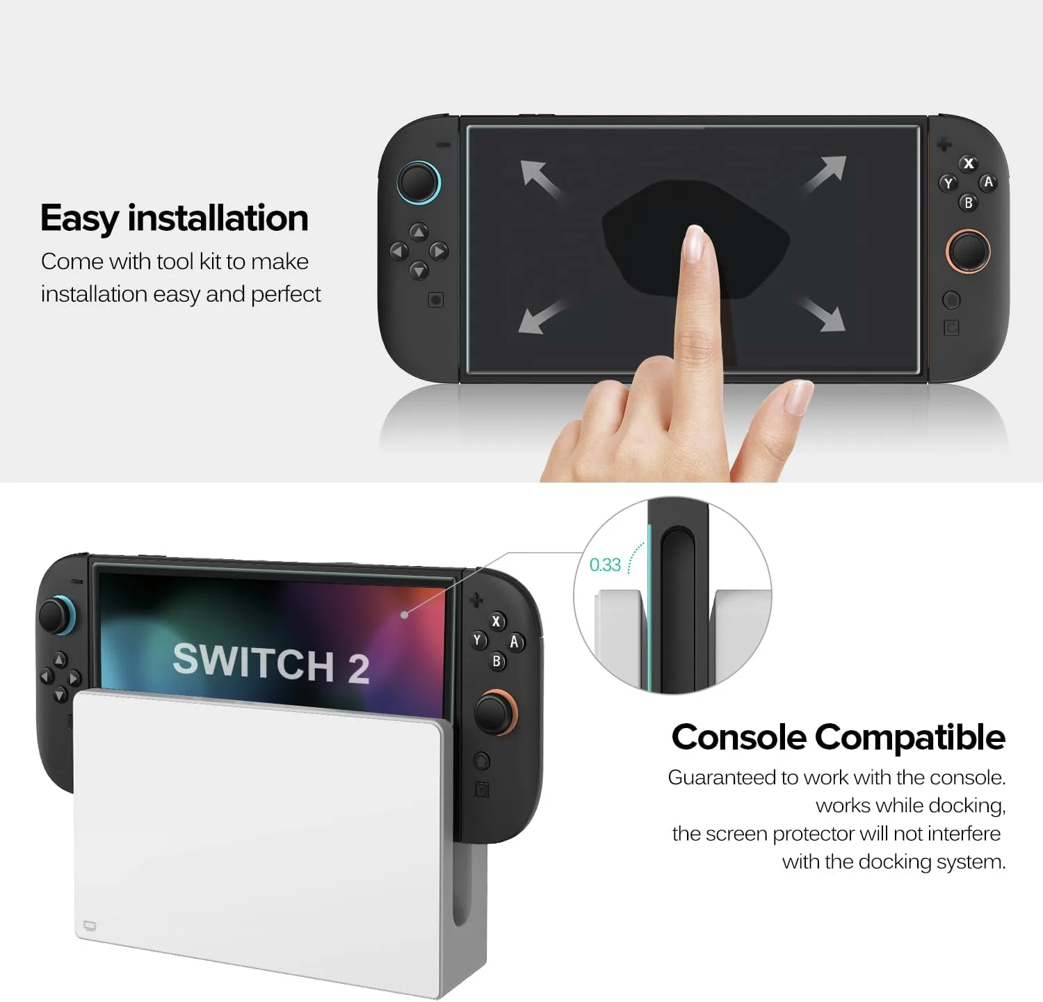 ivoler 4-Pack Tempered Glass Screen Protector Designed for Nintendo Switch 2 2025 with [Alignment Frame] Transparent HD Clear[Updated Version] Screen Protector for Switch 2 7.9''