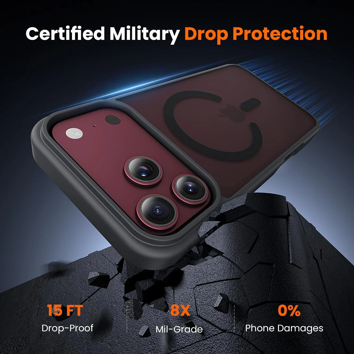 toushion 3 in 1 for iPhone 18 Pro Max Case Matte Black