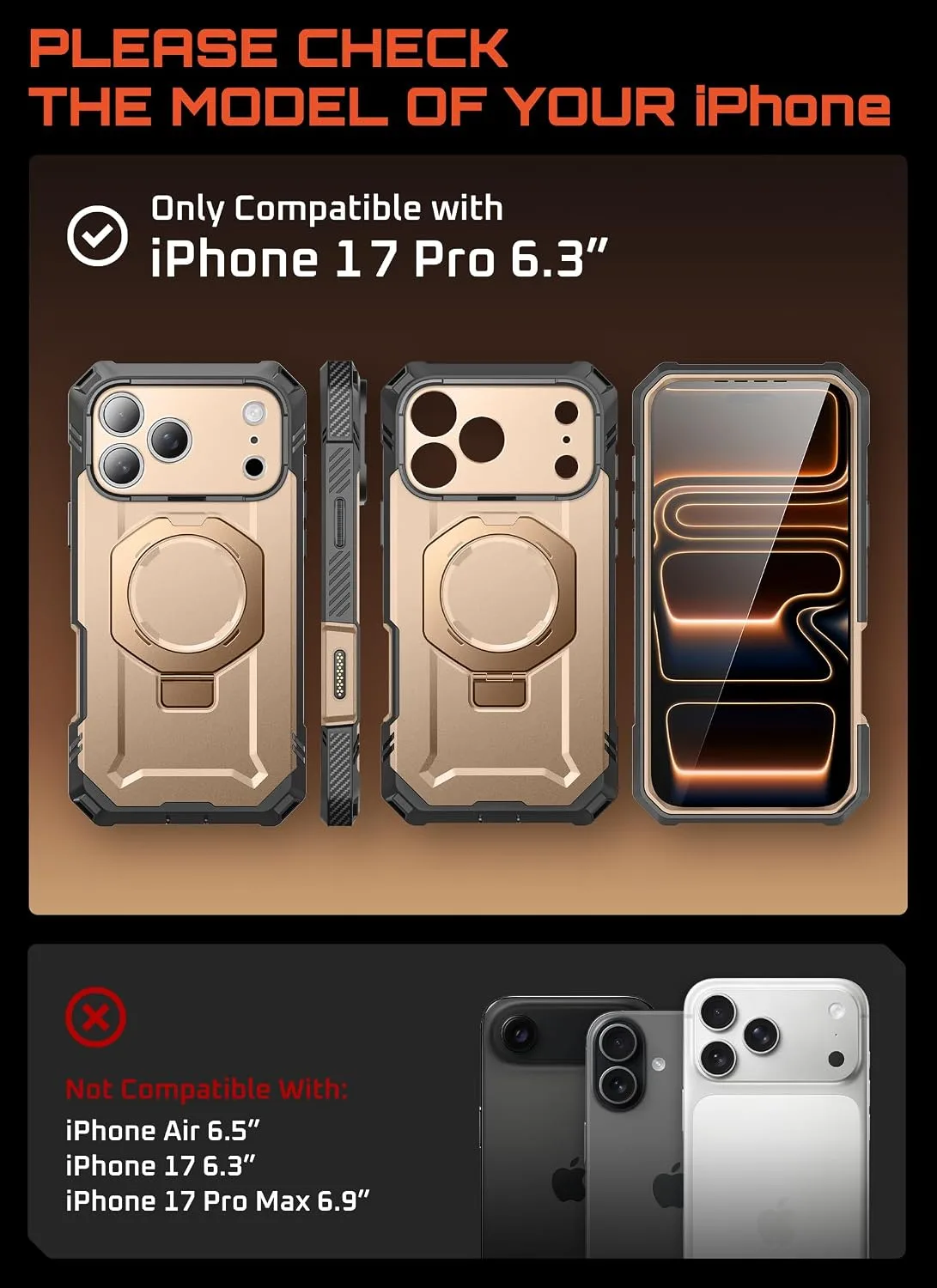 SUPCASE for iPhone 18 Pro Case/iPhone 17 Pro Case, Glass Protector, Desert