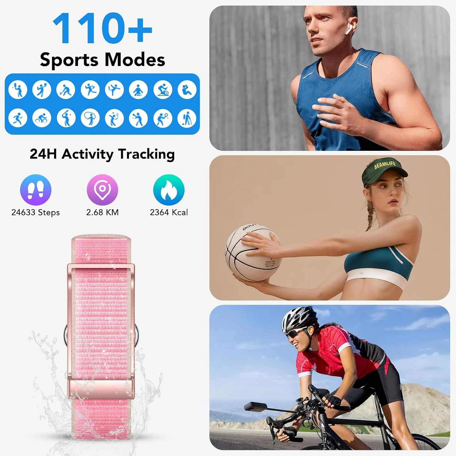 Health Activity Fitness Trackers, 2026 Wearable Smart Bracelet, 120+ Sport Modes Smart Band, All-Day Continuous Heart Rate Blood Pressure Stress HRV Monitor