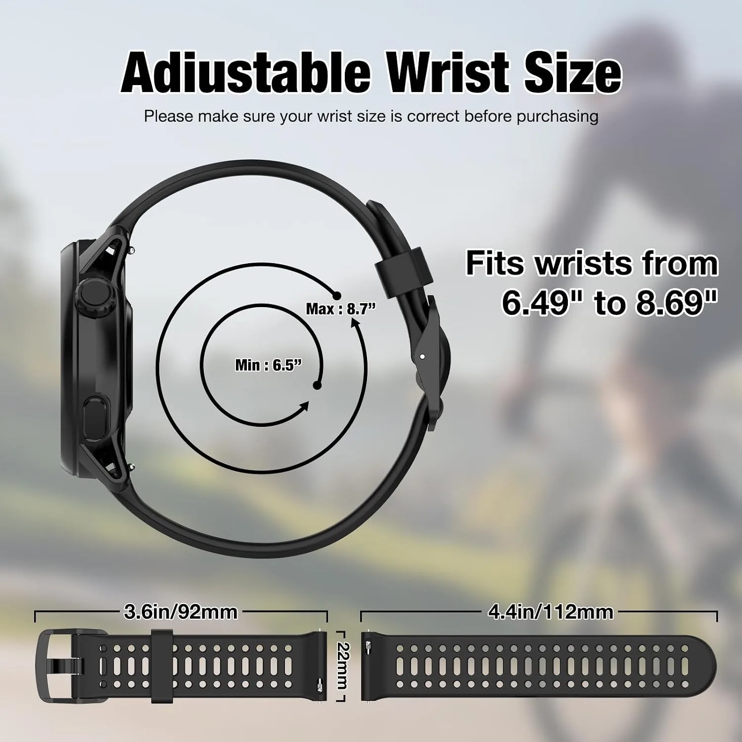 Watch Band for COROS PACE 3/PACE Pro/APEX 2 Pro/APEX Pro/APEX 46mm, 22mm Quick Release Silicone Replacement Band