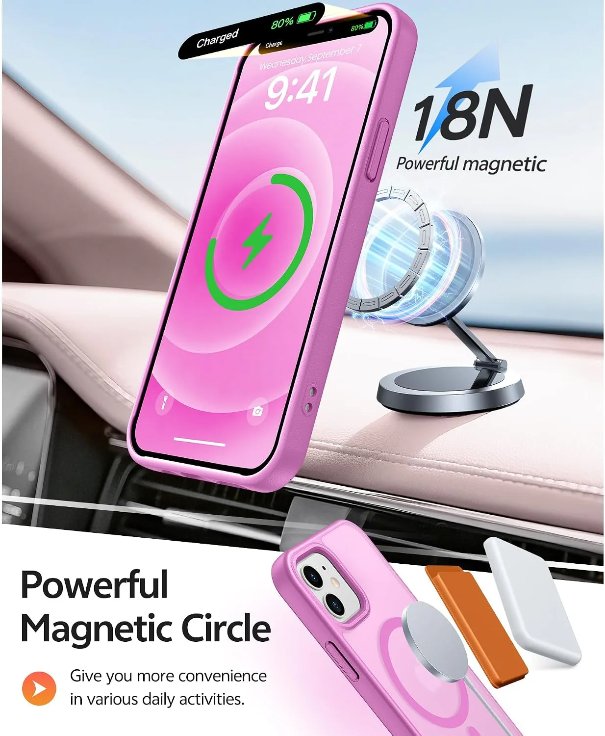 FNTCASE for iPhone 12/12 Pro Case, Fit for Magsafe, Pink