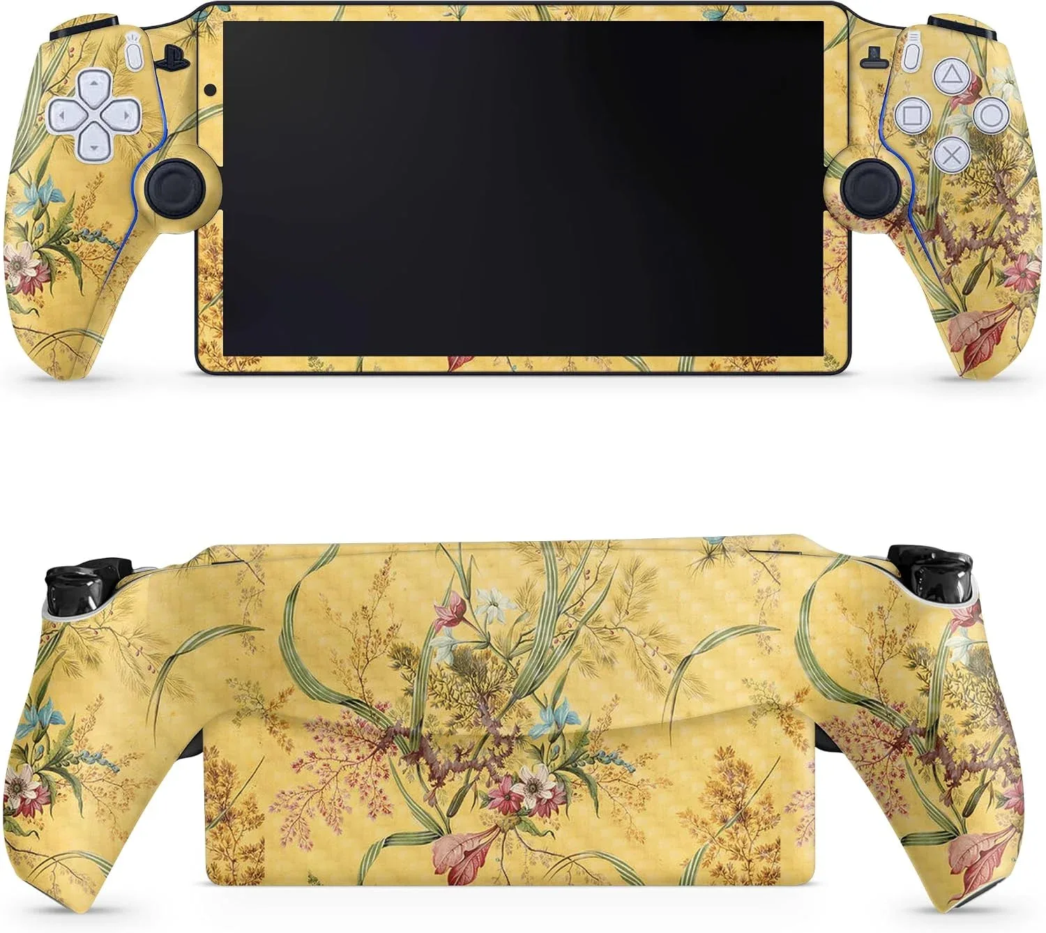 Skin protector PS5 Portal Remote Player fibra de carbono mármol amarillo MightySkins