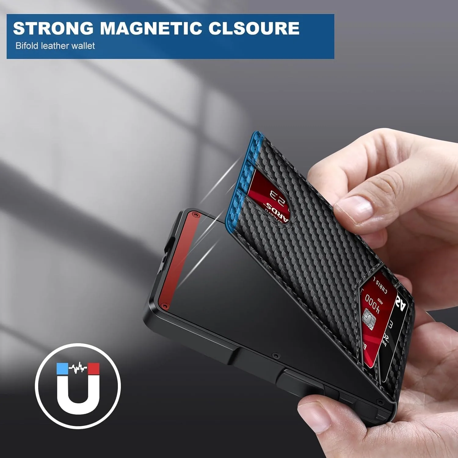 Wallet for Men, Mens Minimalist Wallet 9-13 Cards, Slim Compact RFID Wallet