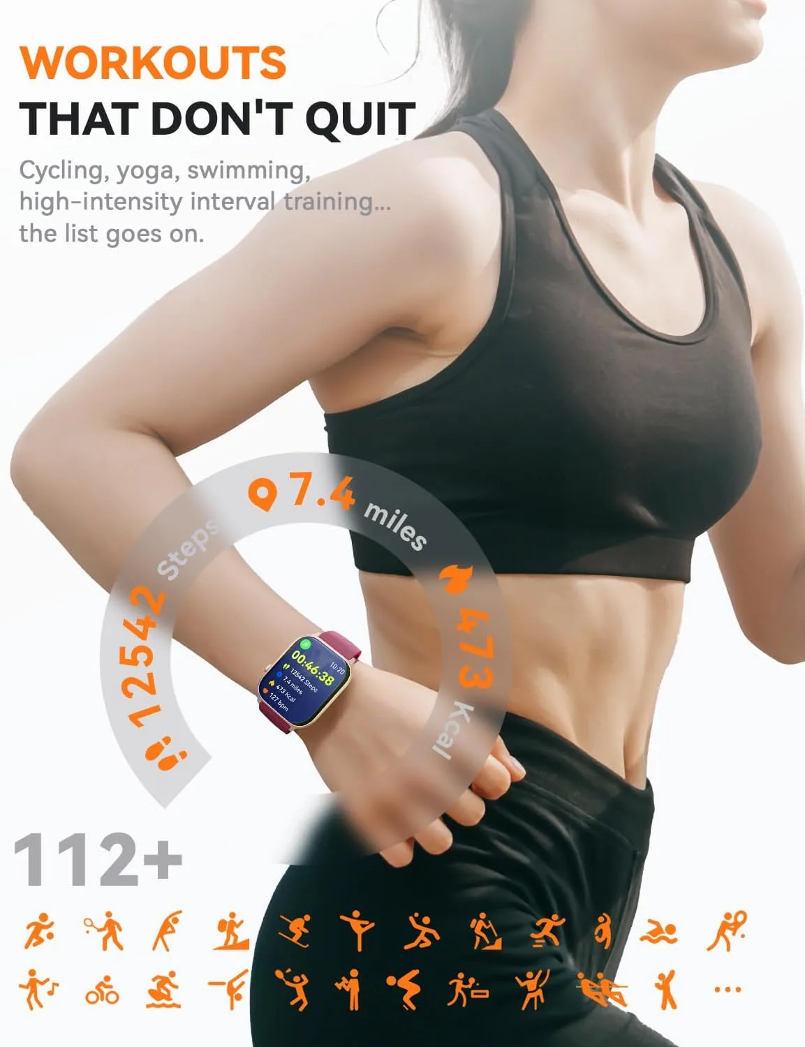 Smart Watches for Women Men, Fitness Tracker Watch with 110 Sports Modes, Step Counter/Sleep Monitor/Pedometer, IP68 Waterproof, Bluetooth Call & Music Control Smartwatch for iPhone/Android,Wine Red