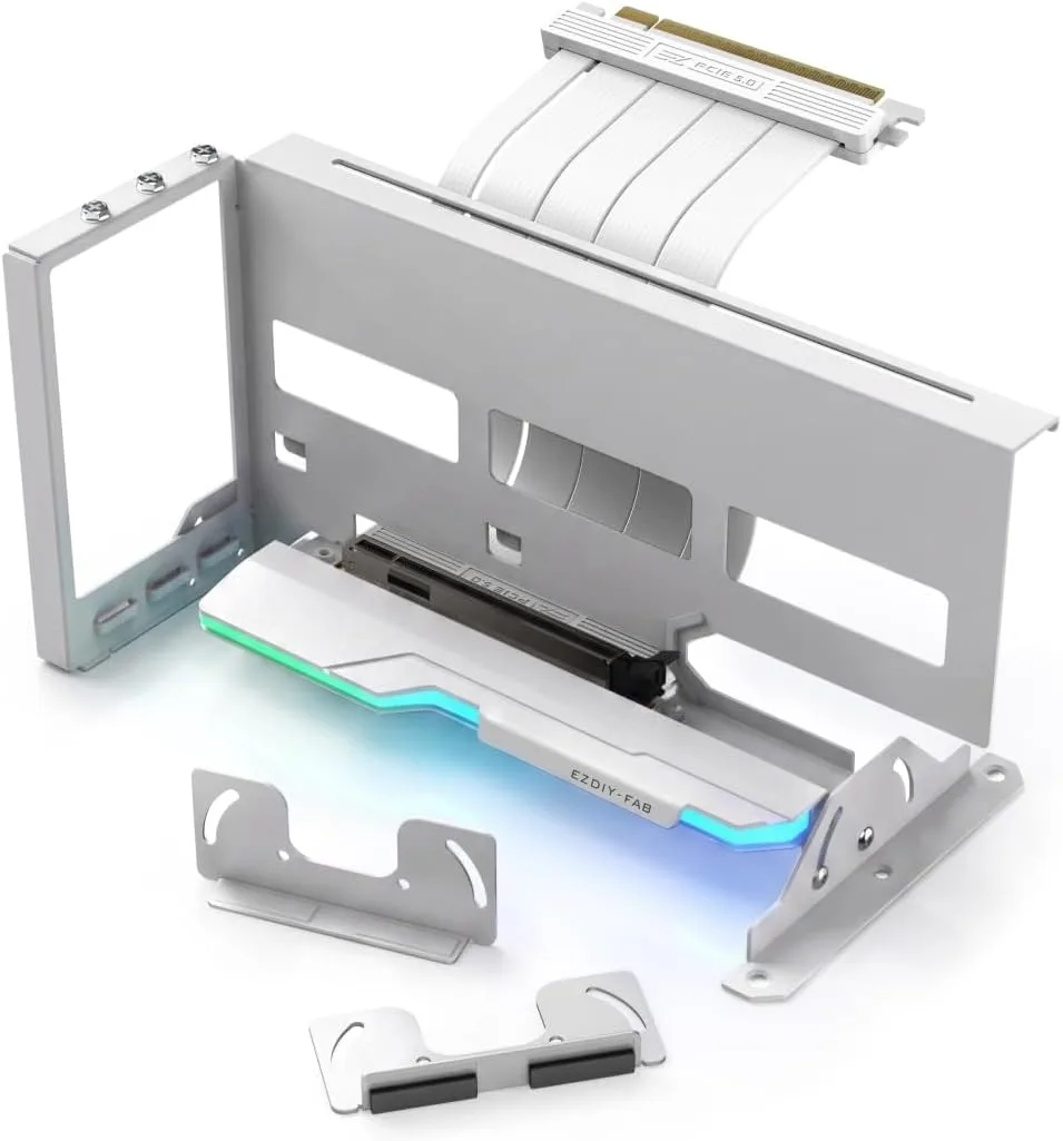 EZDIY-FAB AH18 PCIe 5.0 ARGB Multi-Angle Vertical GPU Mount Kit, White