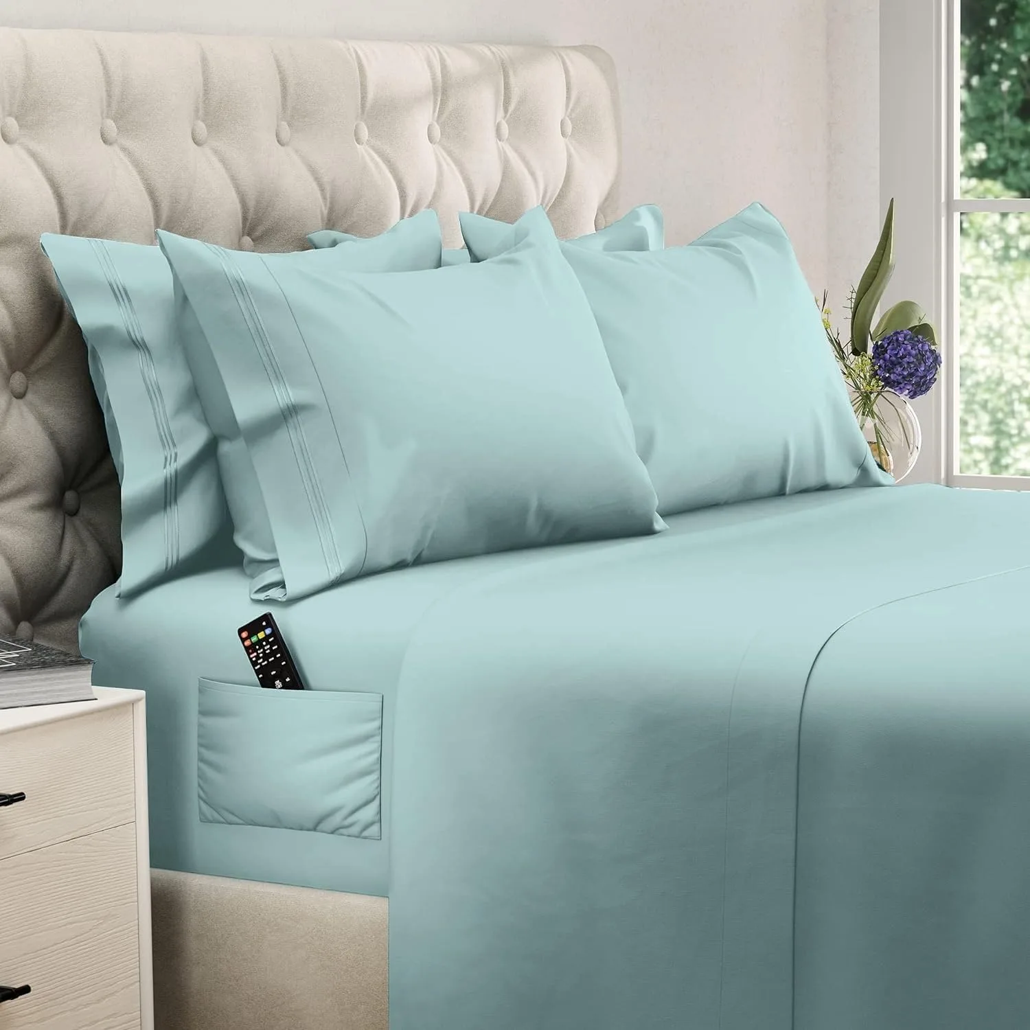 DREAMCARE King Size Sheets Set - 6 pcs Breathable Cooling Sheets King Size