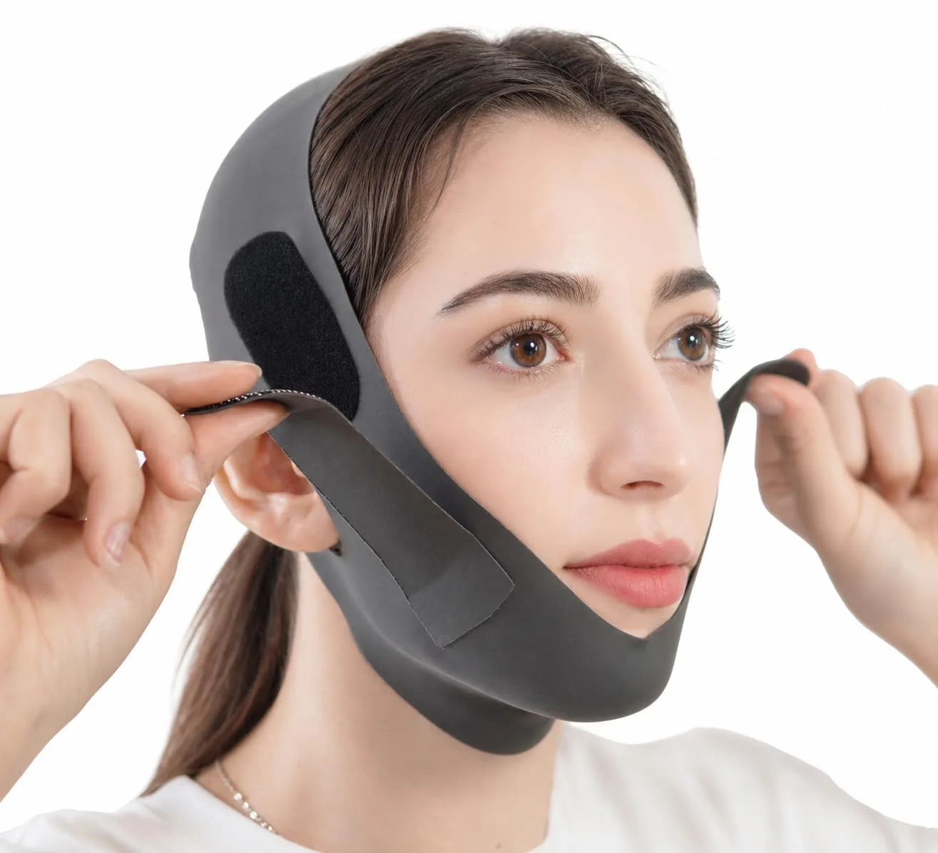 V Line Lifting Mask Chin Strap for Sleeping, Face Lifting Strap, Chin Strap, V Line Mask, Jawline Shaper, Jaw Strap, Double Chin Reducer, Face Lift Tape & Snoring Solution (Black)