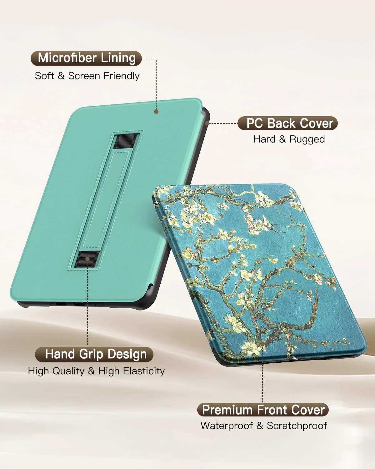 MoKo Case for 7" Kindle Paperwhite 12th Gen 2024, Apricot Blossom