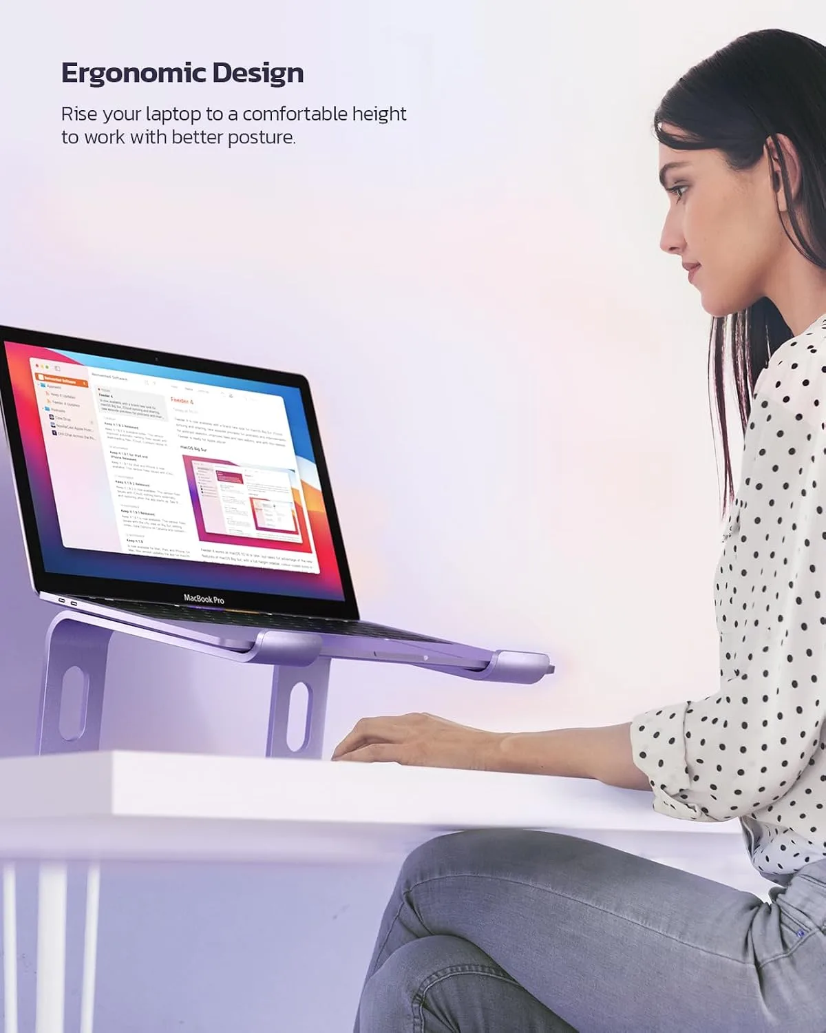 Nulaxy Full Aluminum Laptop Stand, Stable Support to 22 lbs, Purple