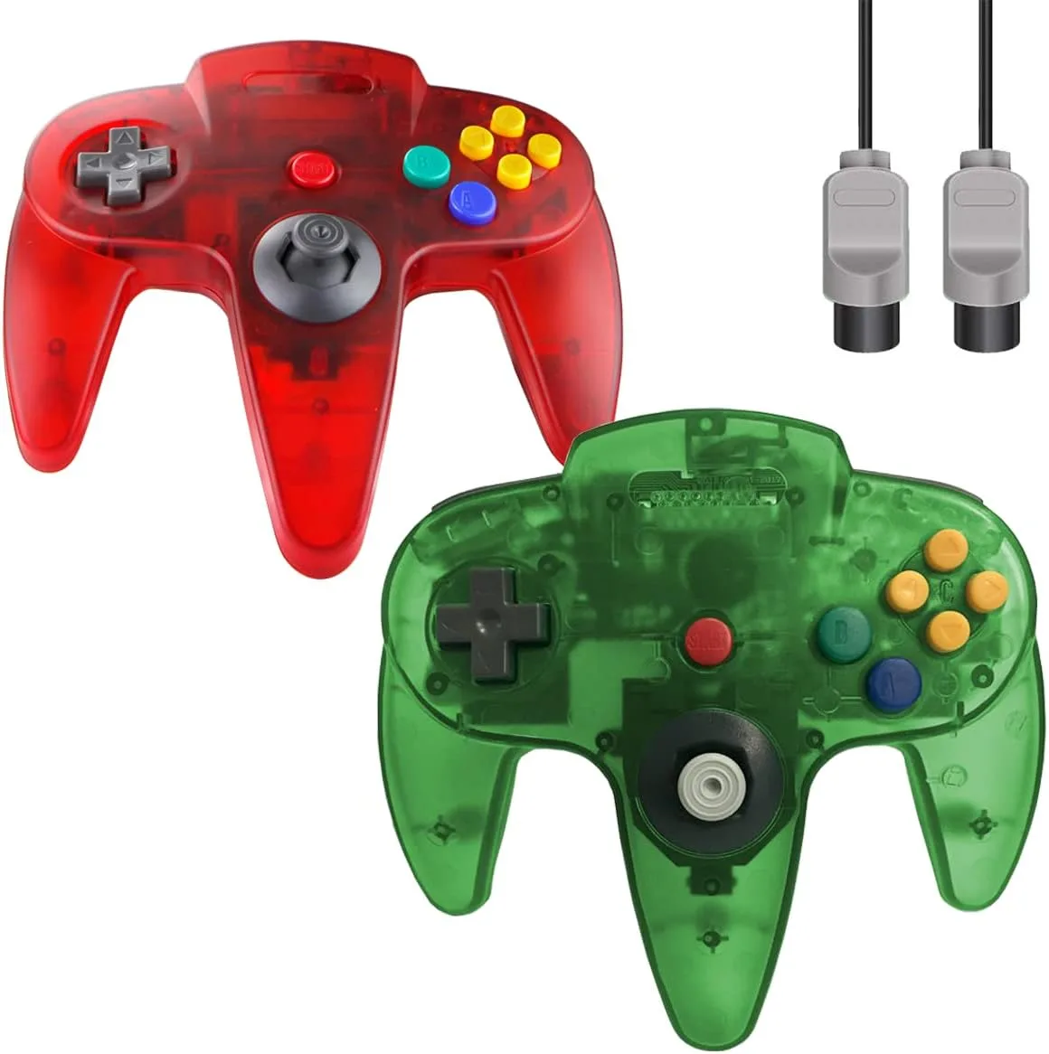 ZeroStory Classic N64 Controller, Wired N64 Controller Upgraded Joystick for N64 Video Game Console (Transparent Red and Transparent Green)