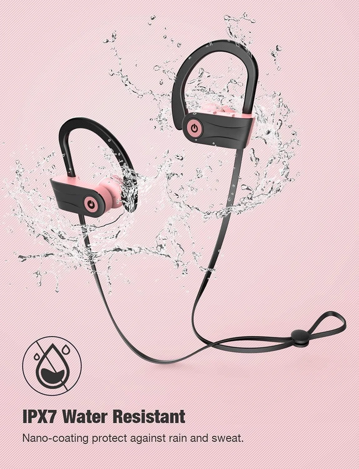 Otium Bluetooth Headphones Wireless Earbuds Headsets Wireless Earbuds Bluetooth Earphones IPX7 Waterproof 15 Hours Playtime Running Sports Workout