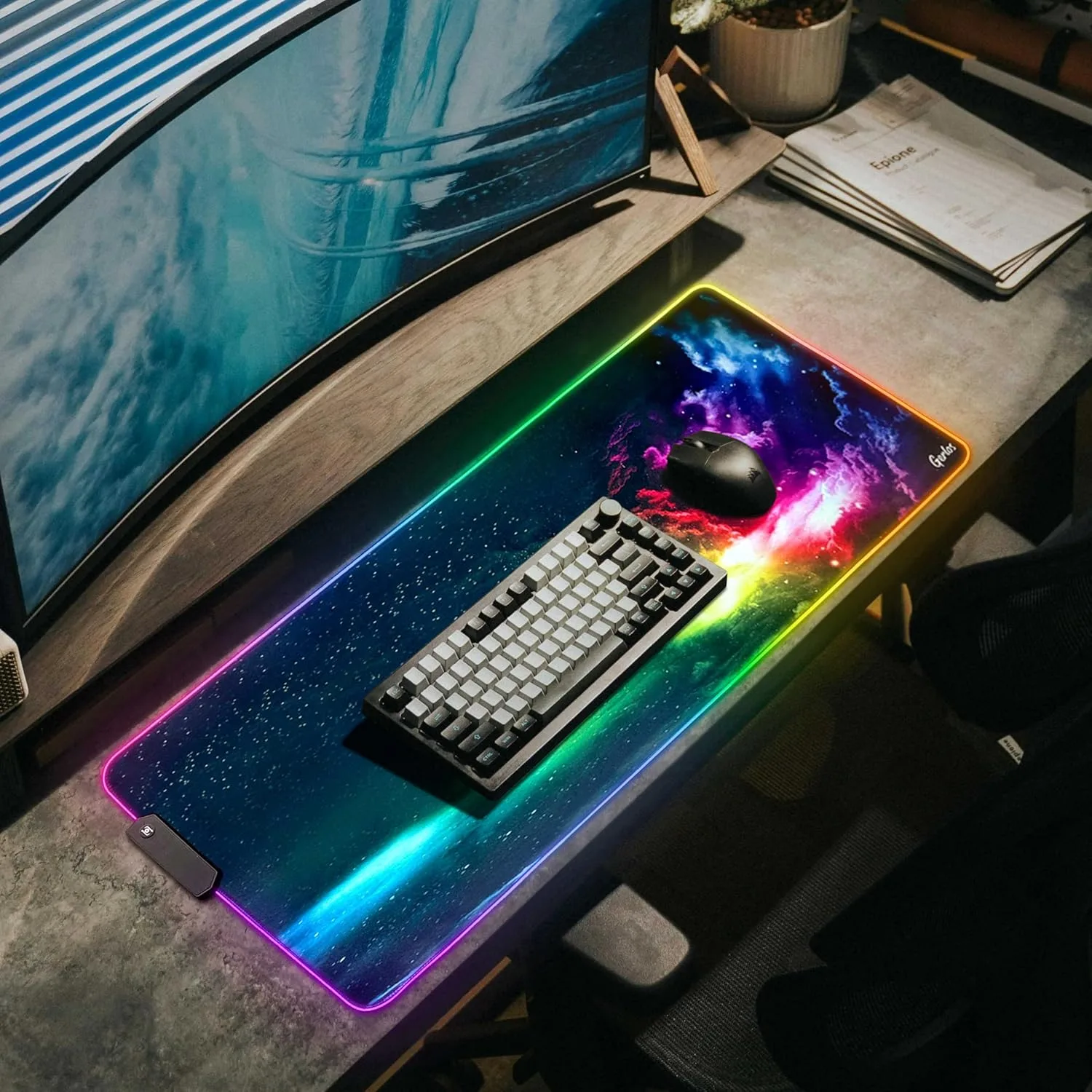 Gerlos RGB Gaming Mouse Pad, Large LED Mouse Pad for Gamer, 31.5" x 11.8"