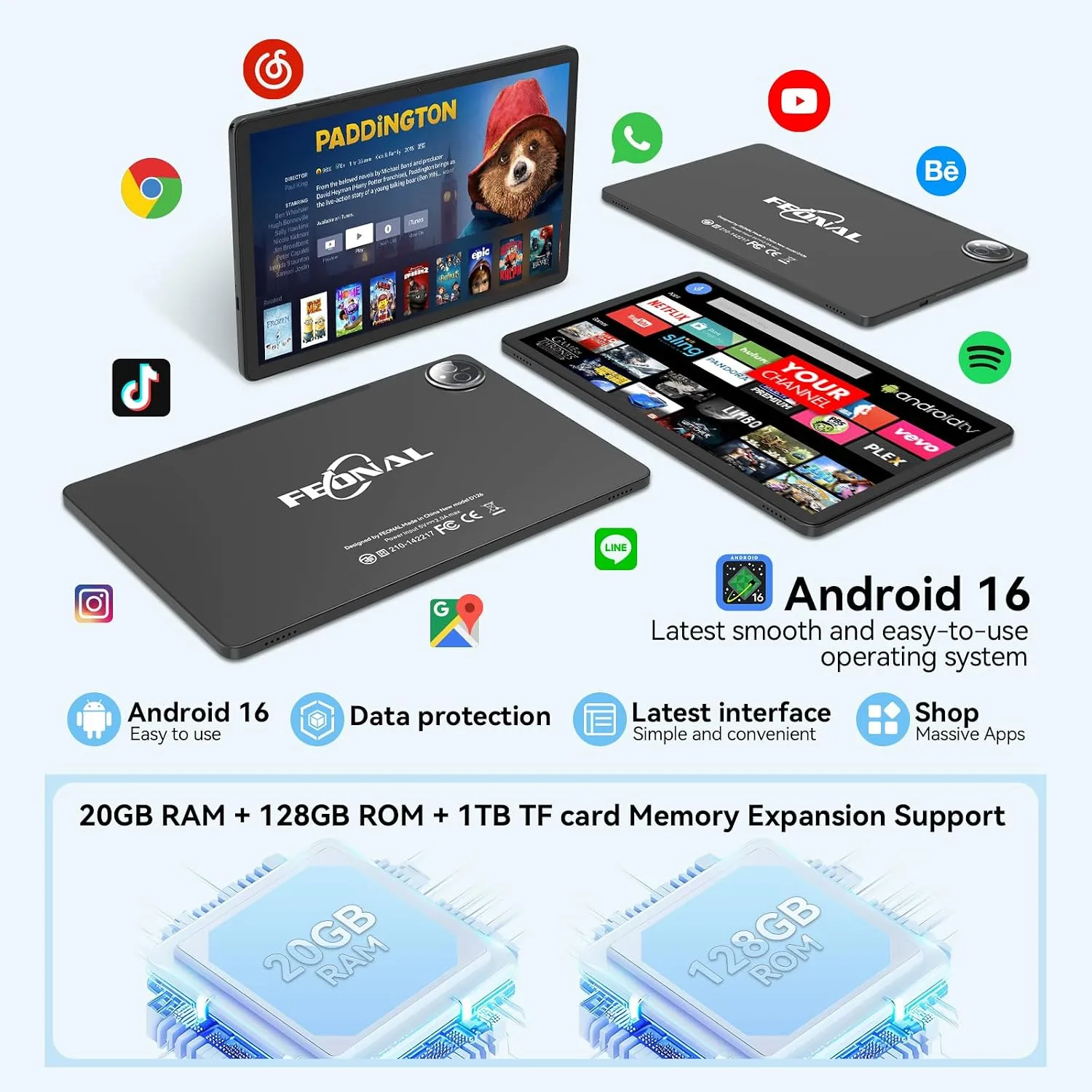 Tablet 11 inch Android 16 Tablet 2026 Latest Update Octa-Core 128GB+20GB