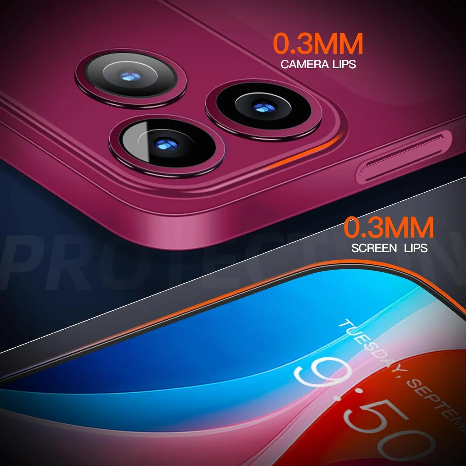 for iPhone 18 Pro Slim Case,Paper-Thin Transparent Finish Skin Back Case [Non Yellowing] Ultra Protective Cover with Camera Protection 6.3 Inch (Wine Red)
