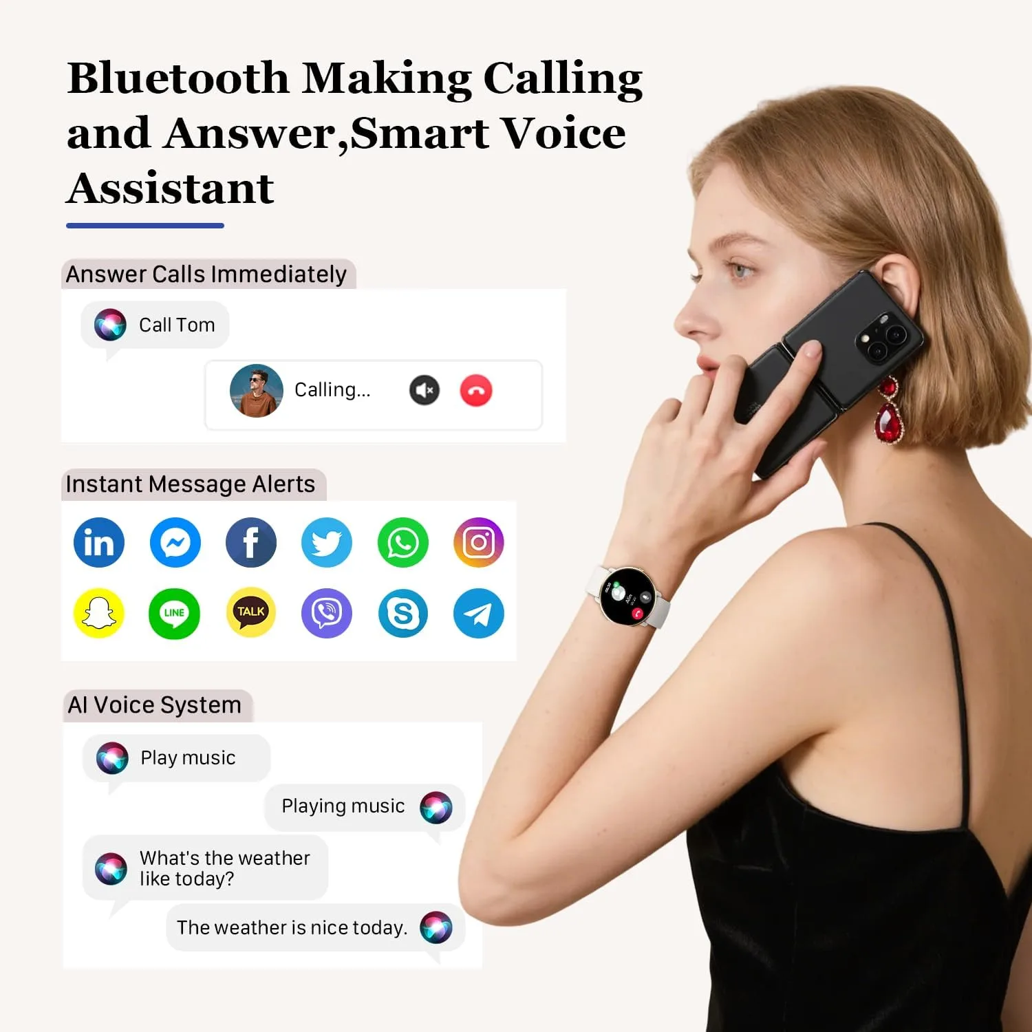 Smart Watch for Women Fitness Tracker: Waterproof Bluetooth Call Answer/Make Smart Watches for Android/iPhone Digital Women Smartwatch Activity Pedometer Heart Rate Monitor 120+ Sports Model