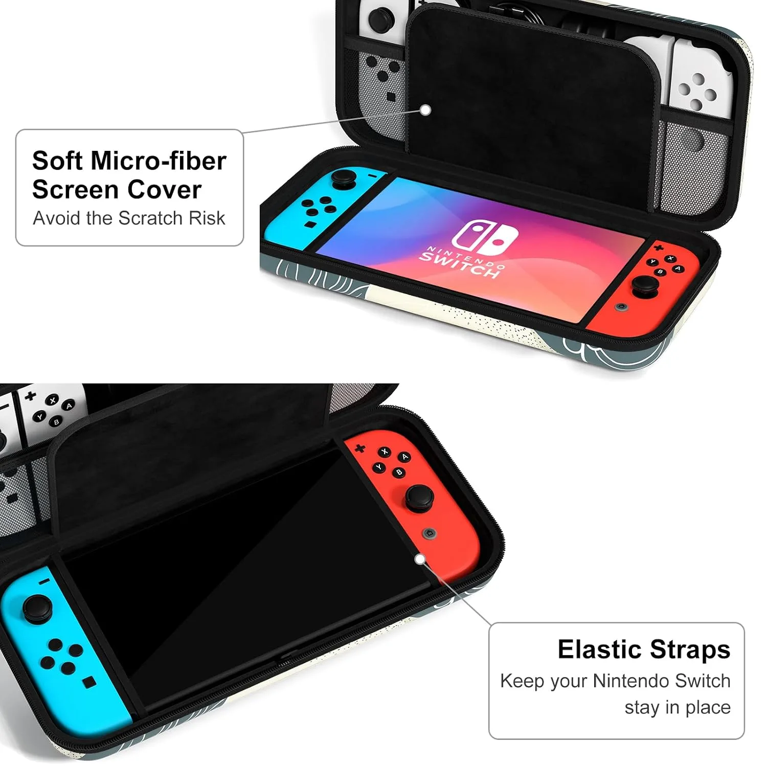 NPOOYI Carrying Case for Nintendo Switch OLED 2021/2017, Hard Shell Cover