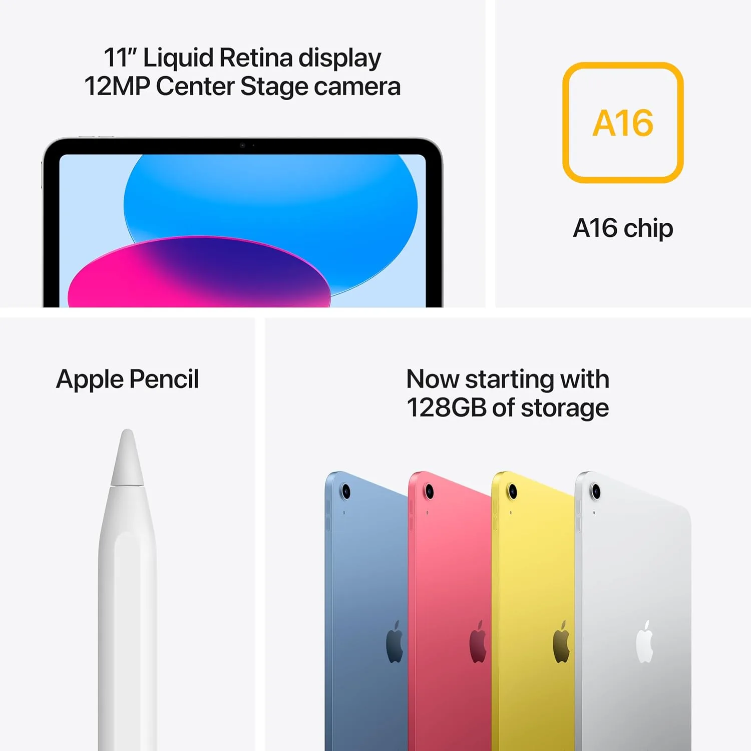 Apple iPad 11-inch: A16 chip, 11-inch Model, Liquid Retina Display, 512GB, Wi-Fi 6, 12MP Front/12MP Back Camera, Touch ID, All-Day Battery Life — Silver