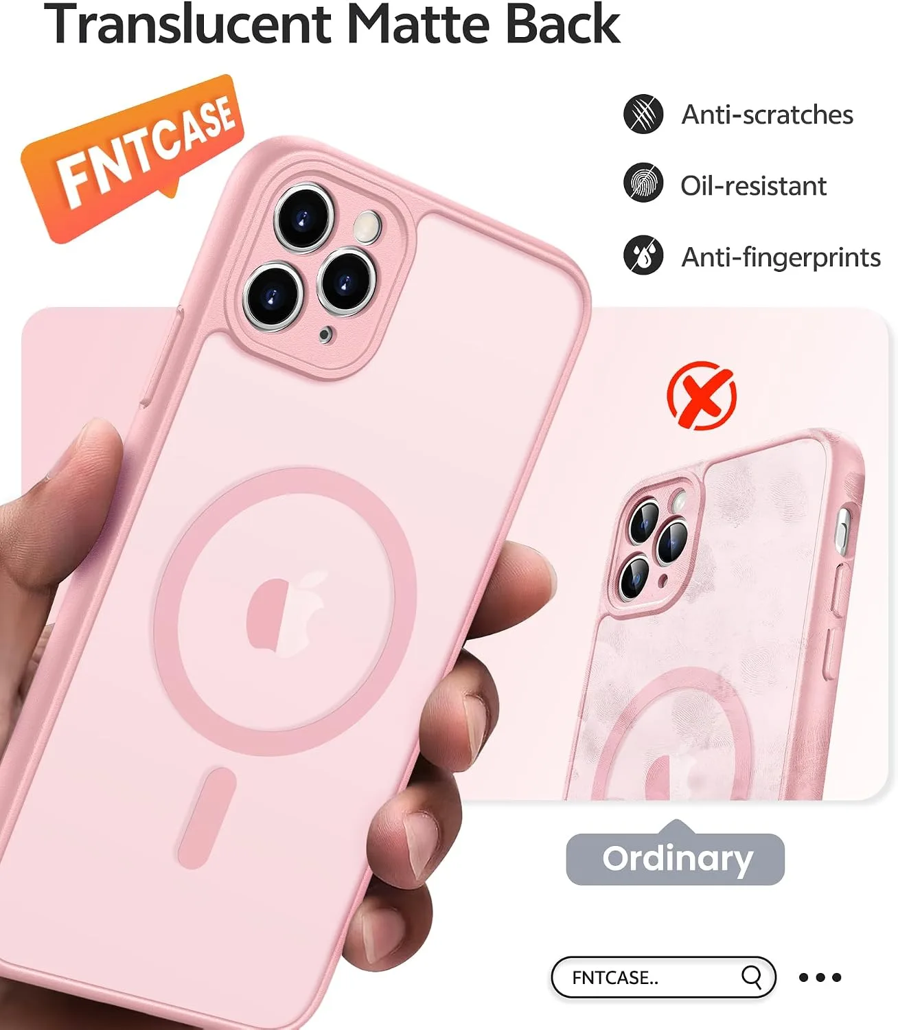 FNTCASE for iPhone 11 Pro Max Case, Fit for Magsafe, Light Pink