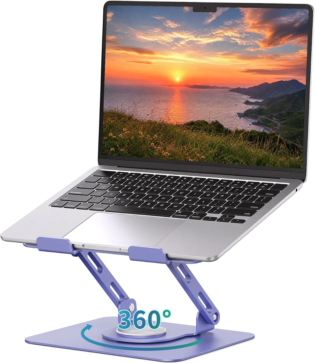 Base para laptop Soundance giratoria 360°, ajustable, para 10-17 pulgadas, morado