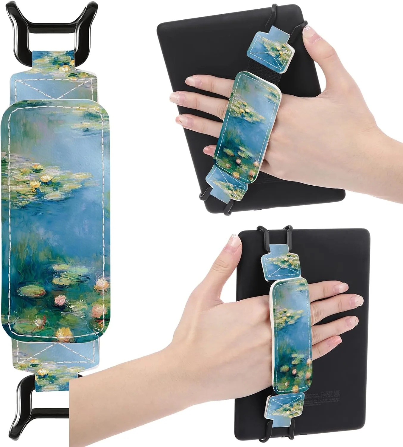 Hand Strap Holder for Kindle - Finger Grip for 6-7.5" Paperwhite 12th/11th Generation/Kobo/Lenovo/Sony Ereaders E-Book Tablet Waterlily Flowers Floral High Elasticity Reading Accessories
