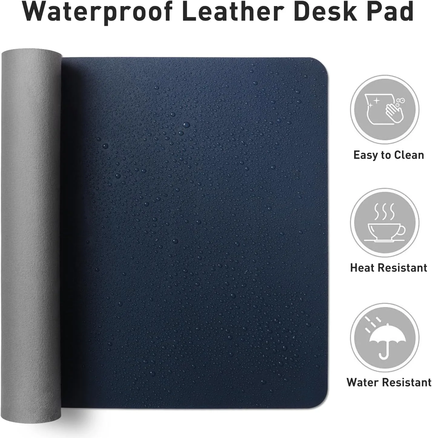 Aothia Leather Desk Pad Protector, Mouse Pad, Office Desk Mat, Non-Slip PU Leather Desk Blotter, Laptop Desk Pad, Waterproof Desk Writing Pad for Office and Home (Dark Blue,23.6" x 13.7")