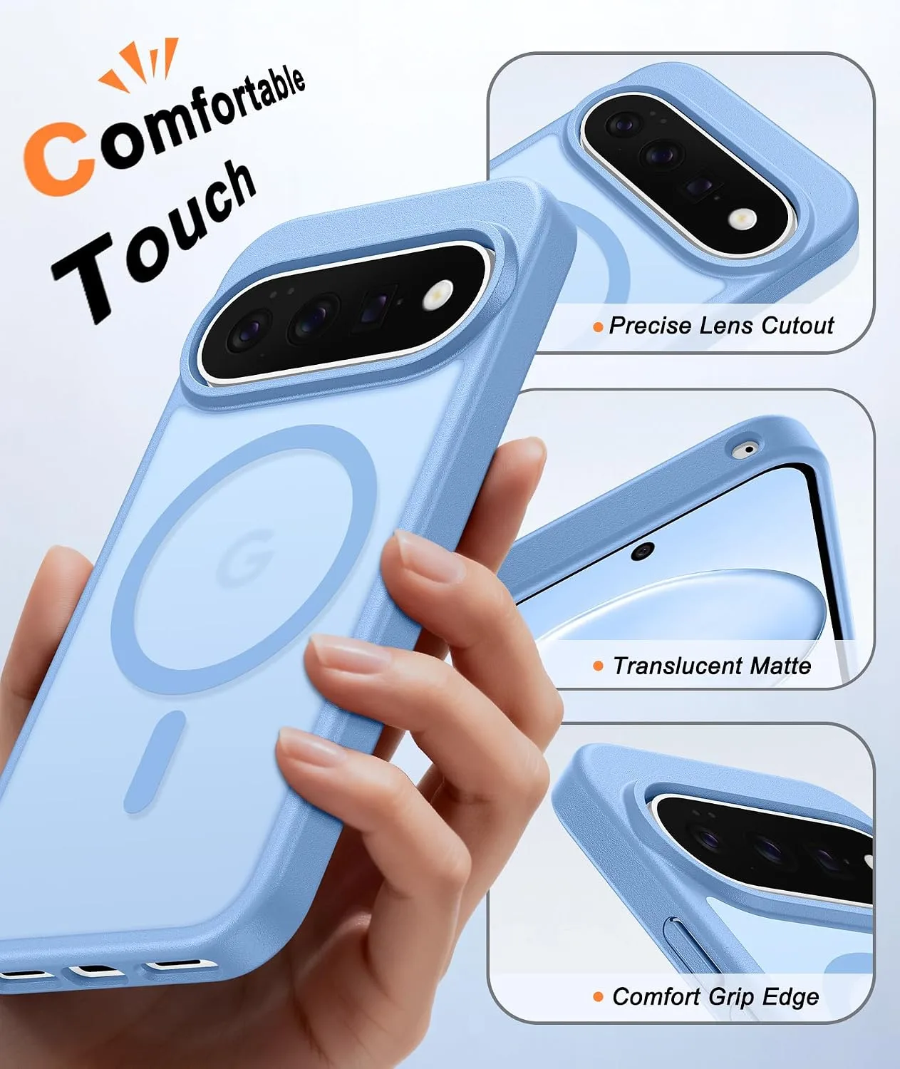 FNTCASE for Google Pixel 11 Pro XL Case Fit for MagSafe Light Blue