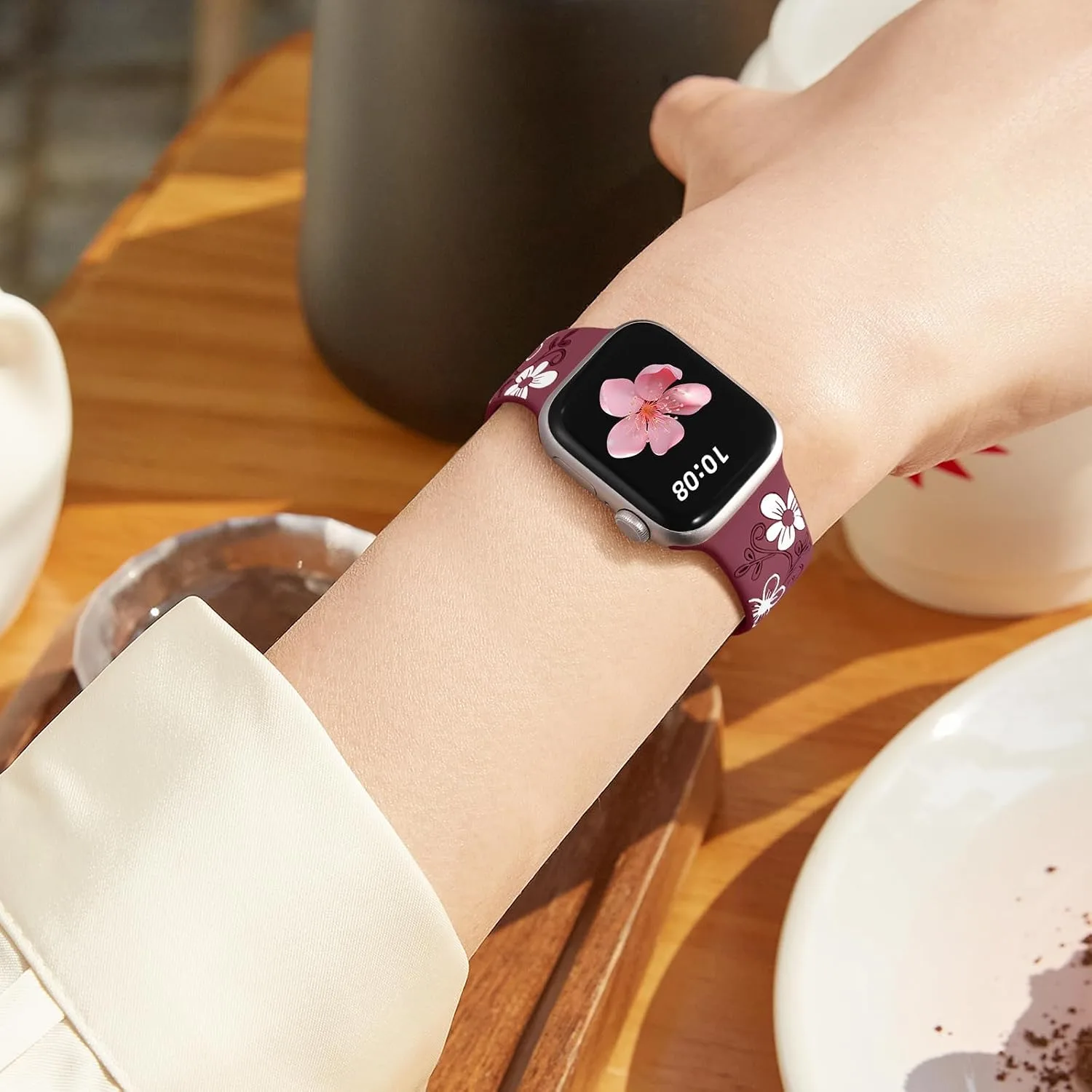 Witzon Floral Silicone Band Compatible with Apple Watch Bands For Women