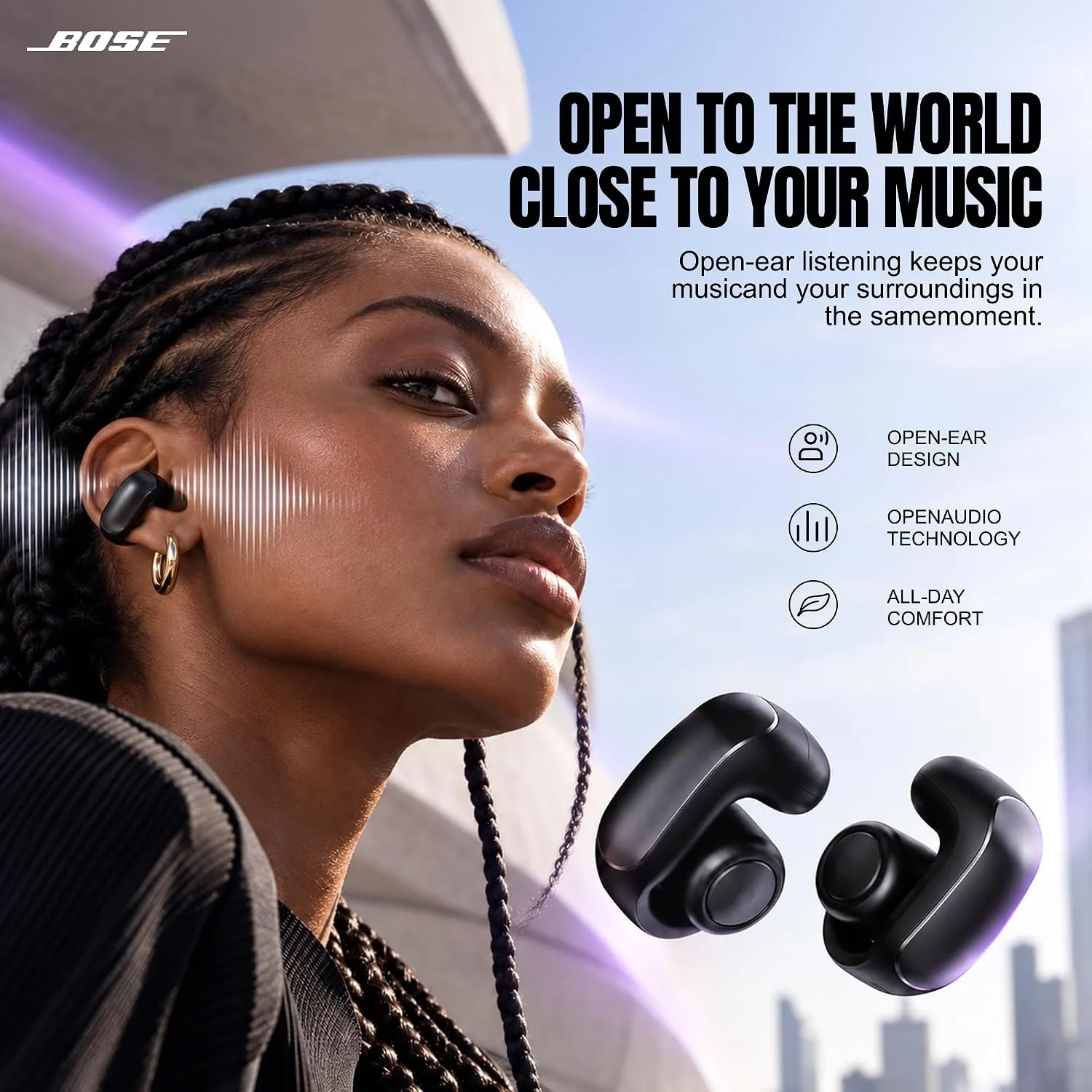 Bose Ultra Open Earbuds Bluetooth Open-Ear Clip-On Headphones Power Bundle